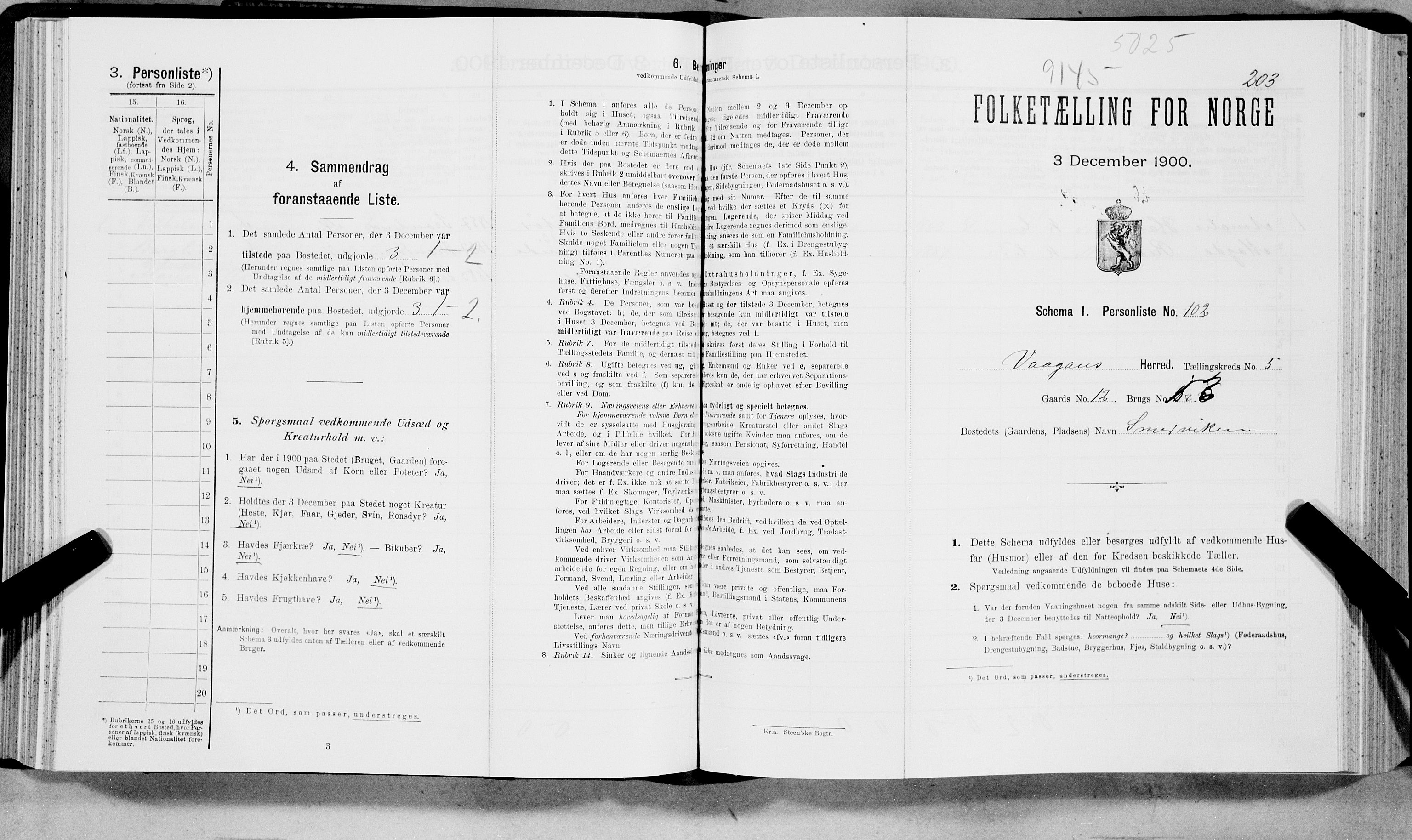 SAT, Folketelling 1900 for 1865 Vågan herred, 1900, s. 542