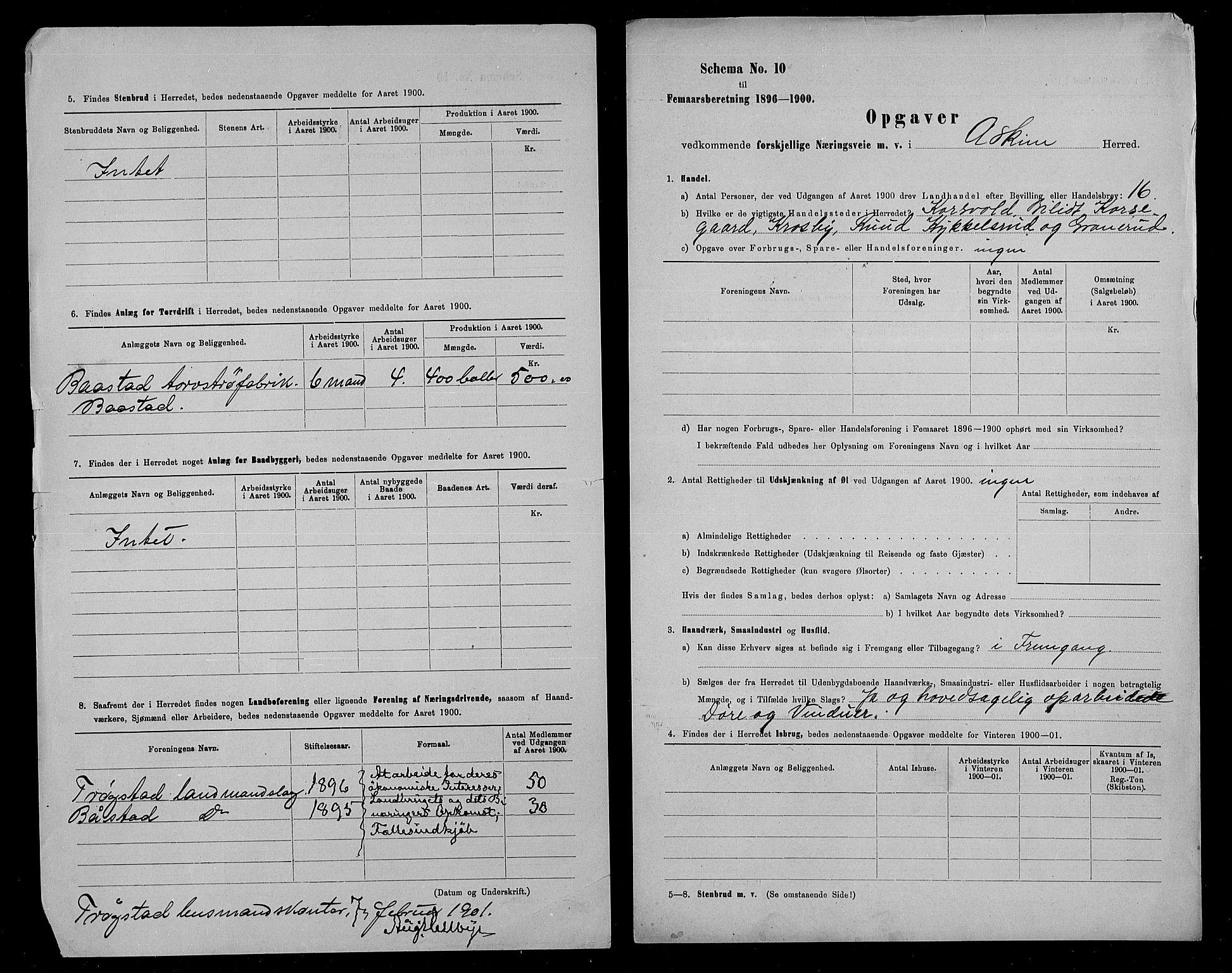 Statistisk sentralbyrå, Næringsøkonomiske emner, Generelt - Amtmennenes femårsberetninger, AV/RA-S-2233/F/Fa/L0092: --, 1896-1900, s. 194