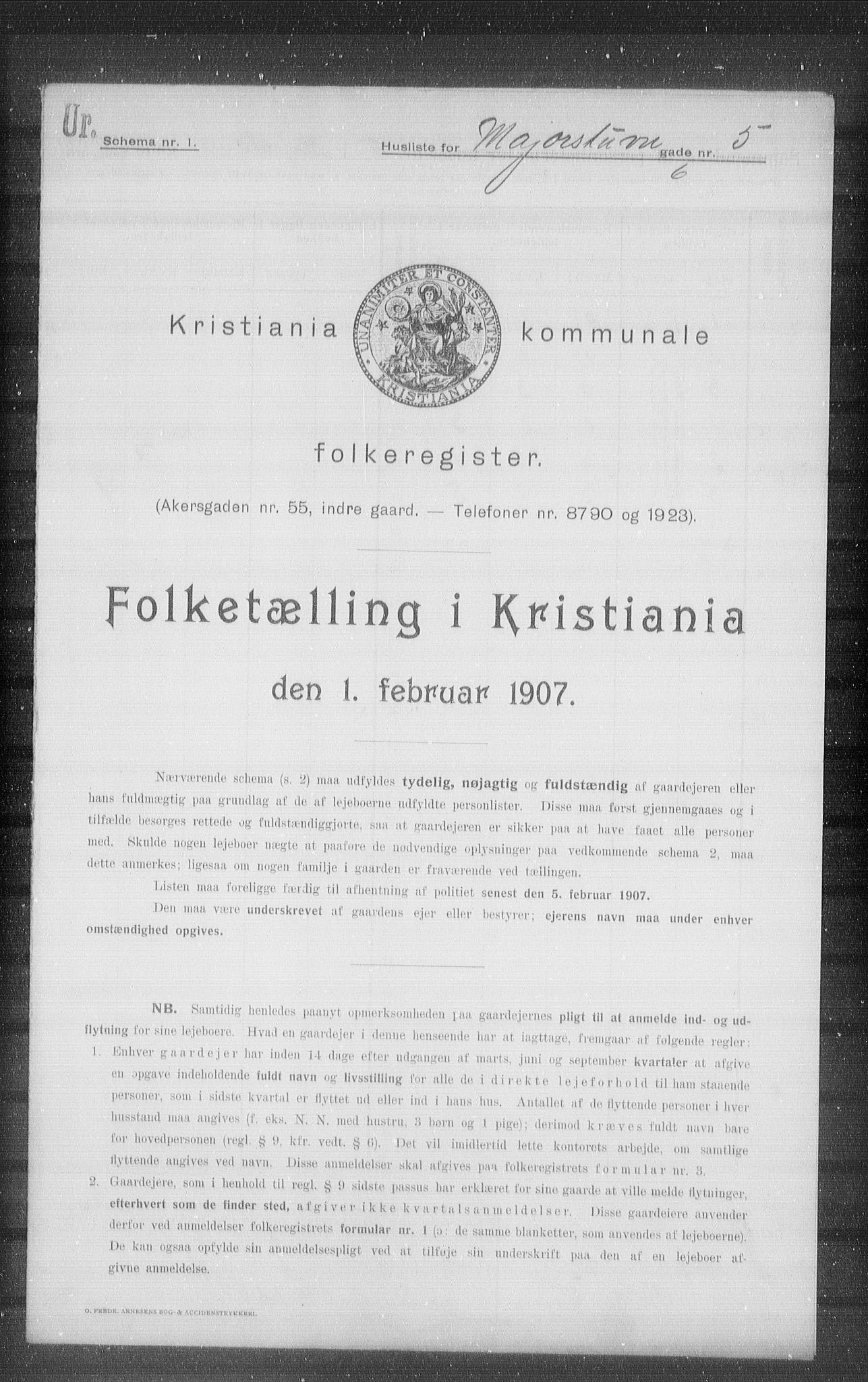 OBA, Kommunal folketelling 1.2.1907 for Kristiania kjøpstad, 1907, s. 30403