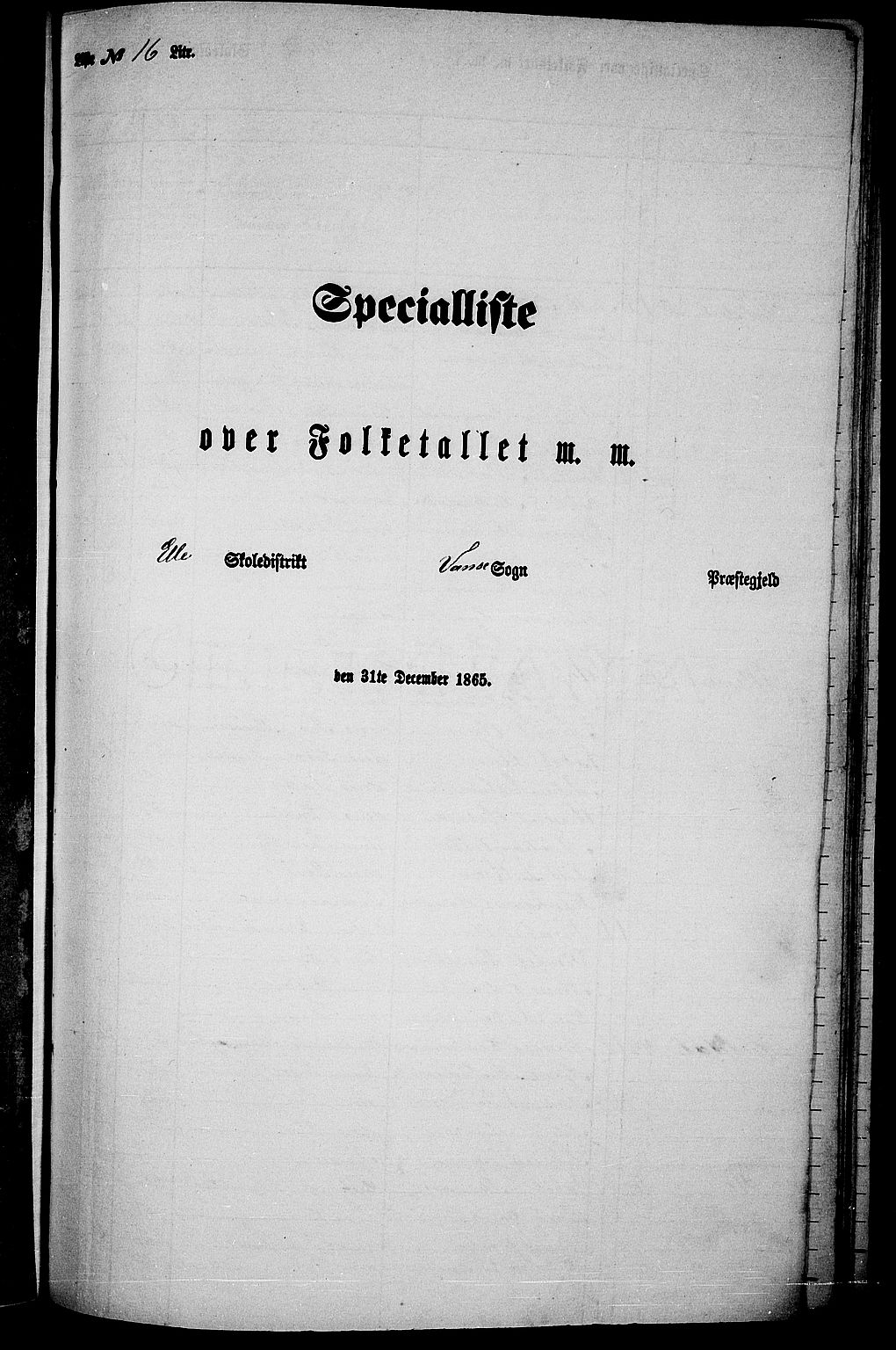 RA, Folketelling 1865 for 1041L Vanse prestegjeld, Vanse sokn og Farsund landsokn, 1865, s. 170