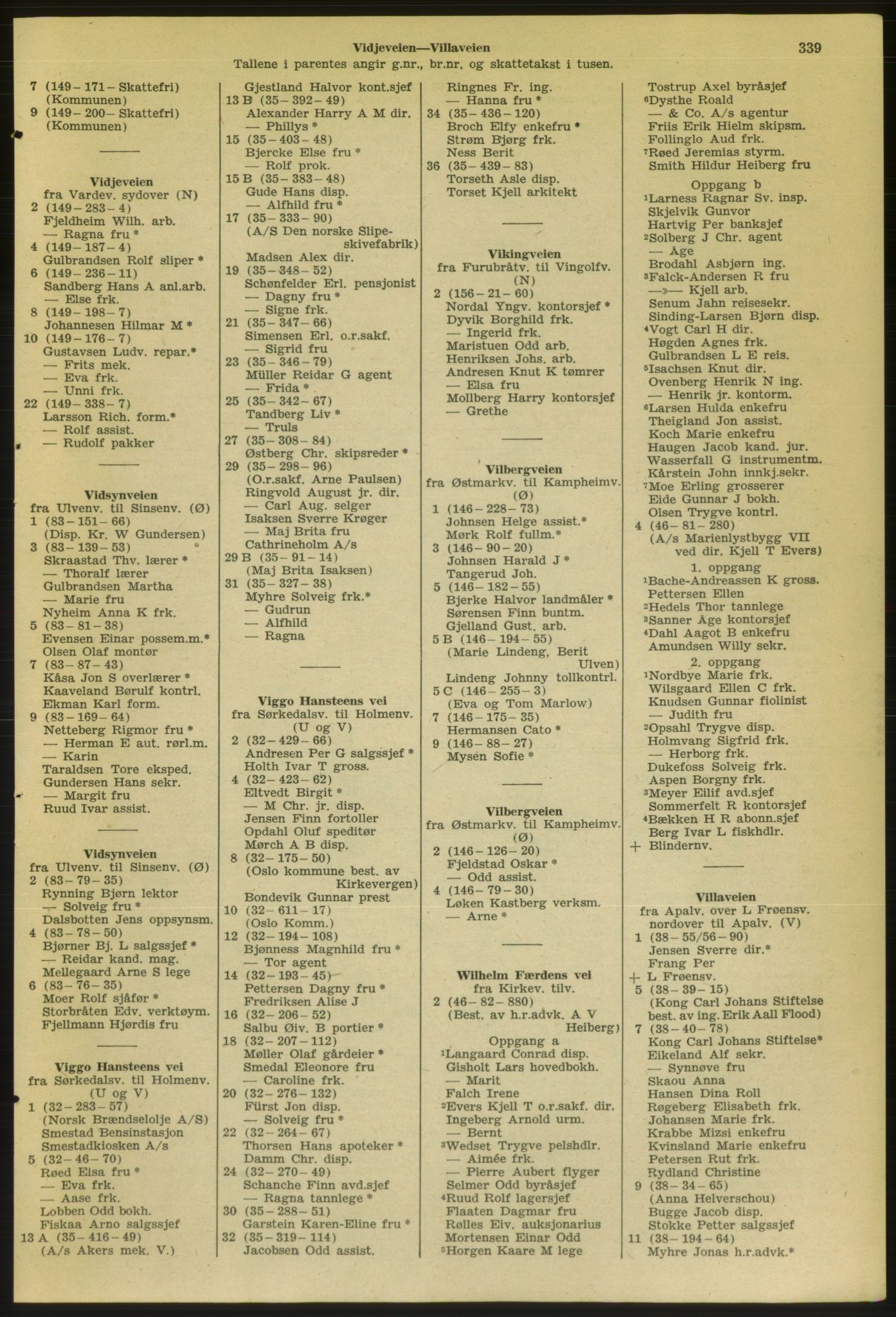 Kristiania/Oslo adressebok, PUBL/-, 1956-1957, s. 339