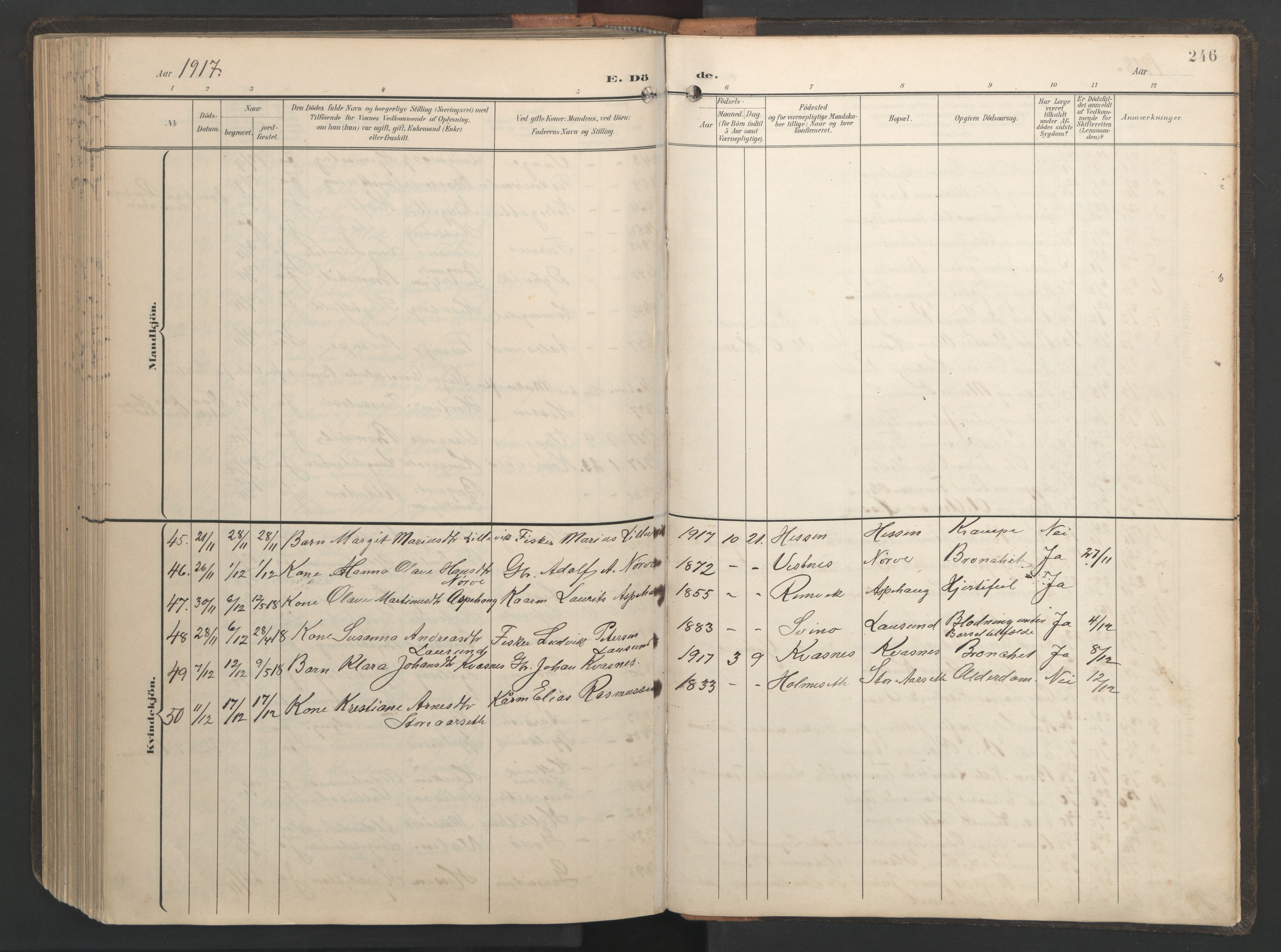 Ministerialprotokoller, klokkerbøker og fødselsregistre - Møre og Romsdal, AV/SAT-A-1454/528/L0433: Klokkerbok nr. 528C14, 1899-1922, s. 246