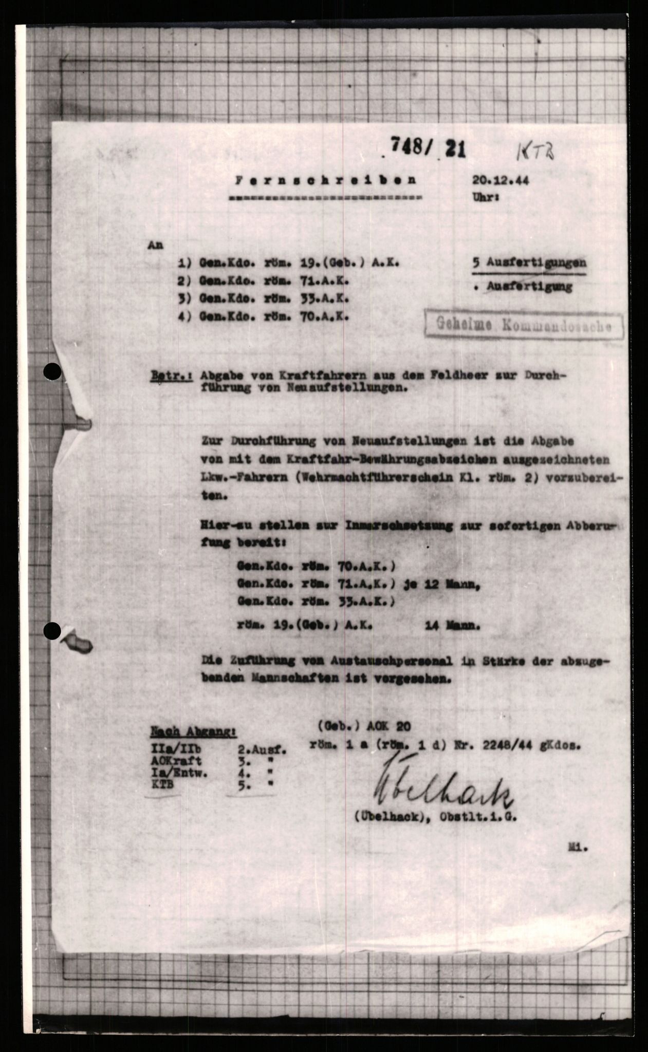 Forsvarets Overkommando. 2 kontor. Arkiv 11.4. Spredte tyske arkivsaker, AV/RA-RAFA-7031/D/Dar/Dara/L0001: Krigsdagbøker for 20. Gebirgs-Armee-Oberkommando (AOK 20), 1944-1945, s. 46