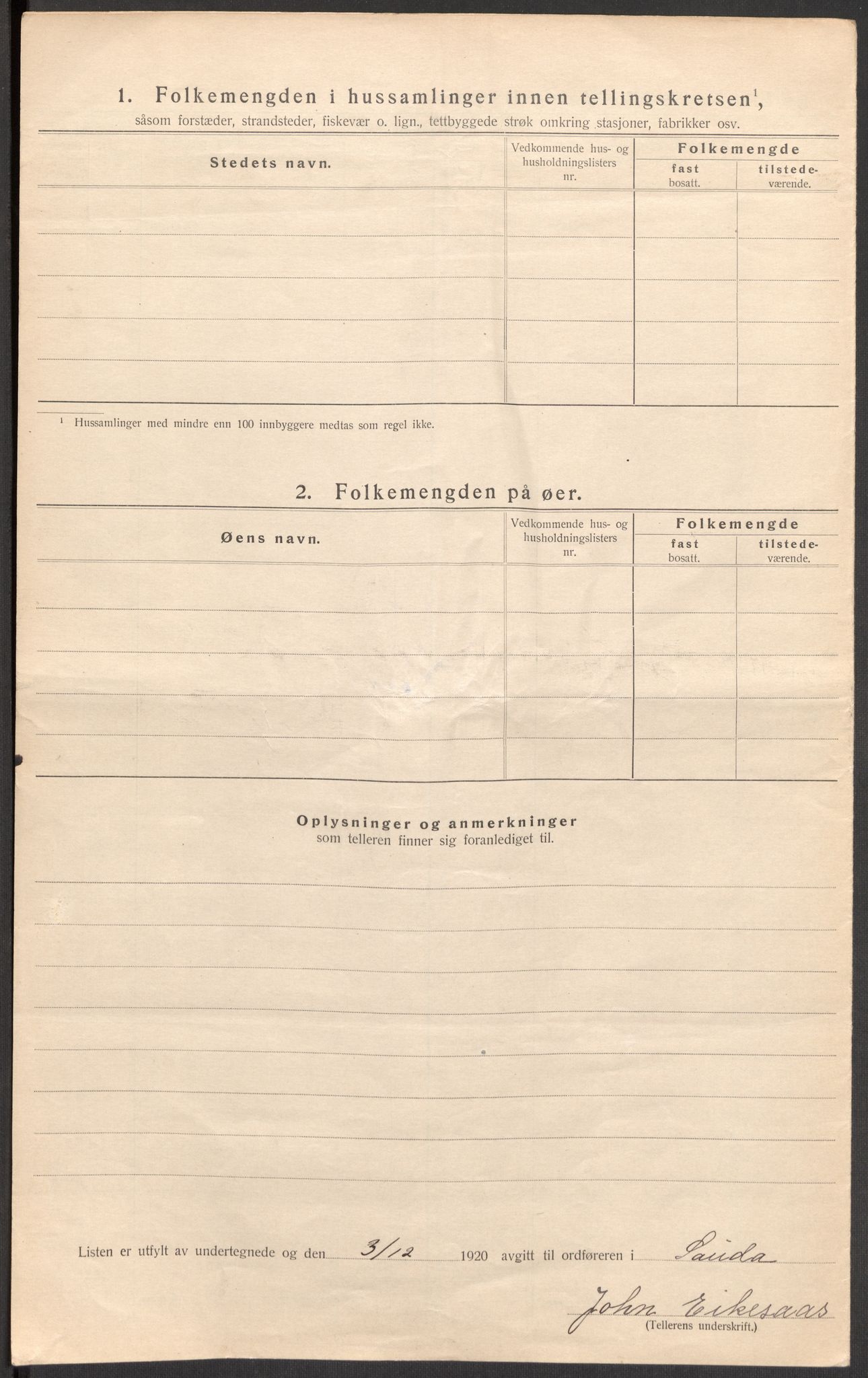 SAST, Folketelling 1920 for 1135 Sauda herred, 1920, s. 14