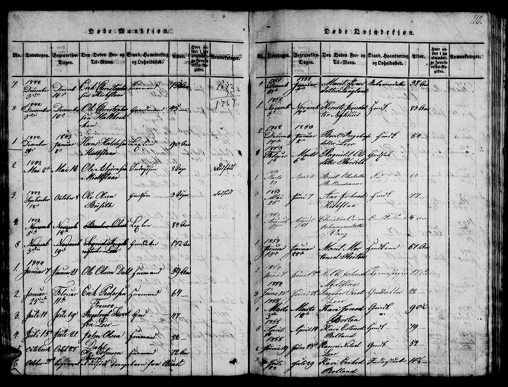 Ministerialprotokoller, klokkerbøker og fødselsregistre - Sør-Trøndelag, SAT/A-1456/693/L1121: Klokkerbok nr. 693C02, 1816-1869, s. 110