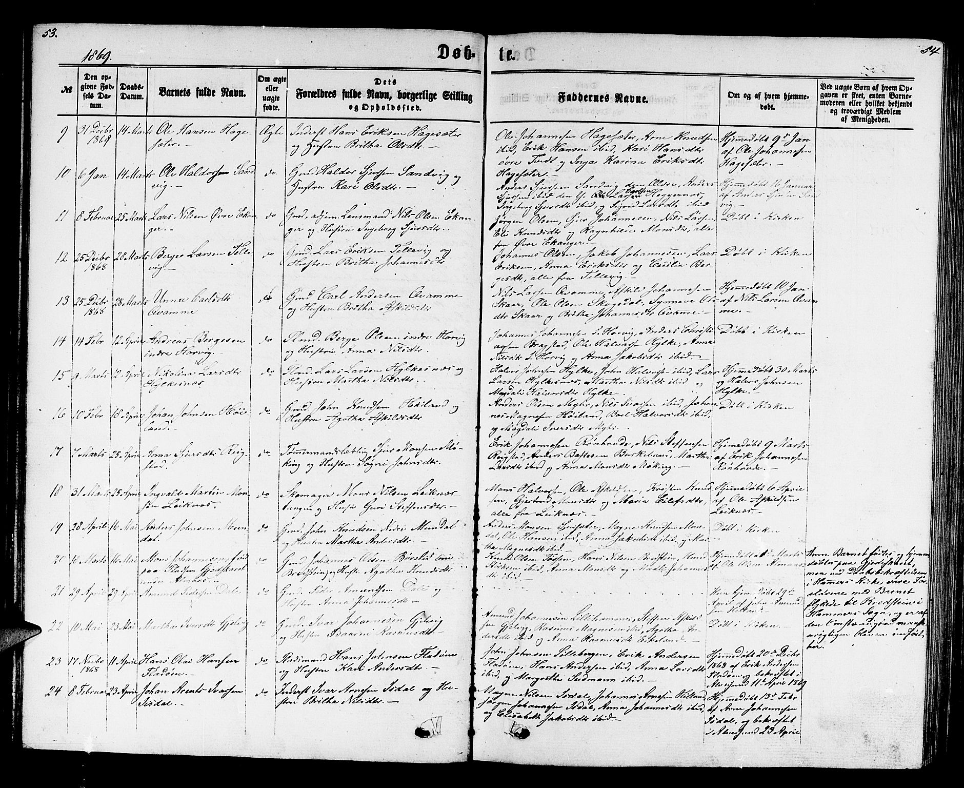 Hamre sokneprestembete, AV/SAB-A-75501/H/Ha/Hab: Klokkerbok nr. B 2, 1863-1880, s. 53-54
