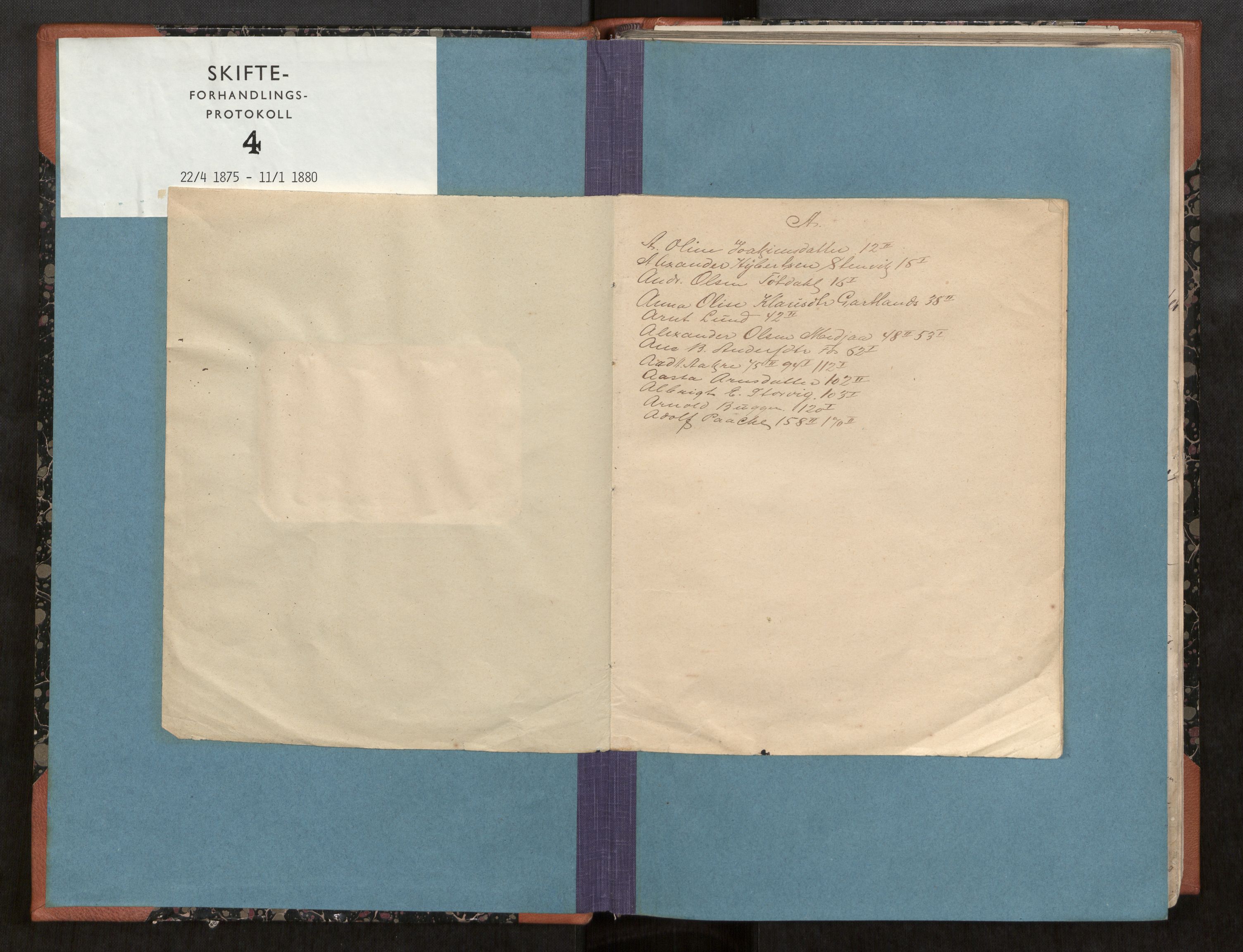 Namdal sorenskriveri, SAT/A-4133/1/3/3B/L0004: Skiftebehandlingsprotokoll, 1875-1880