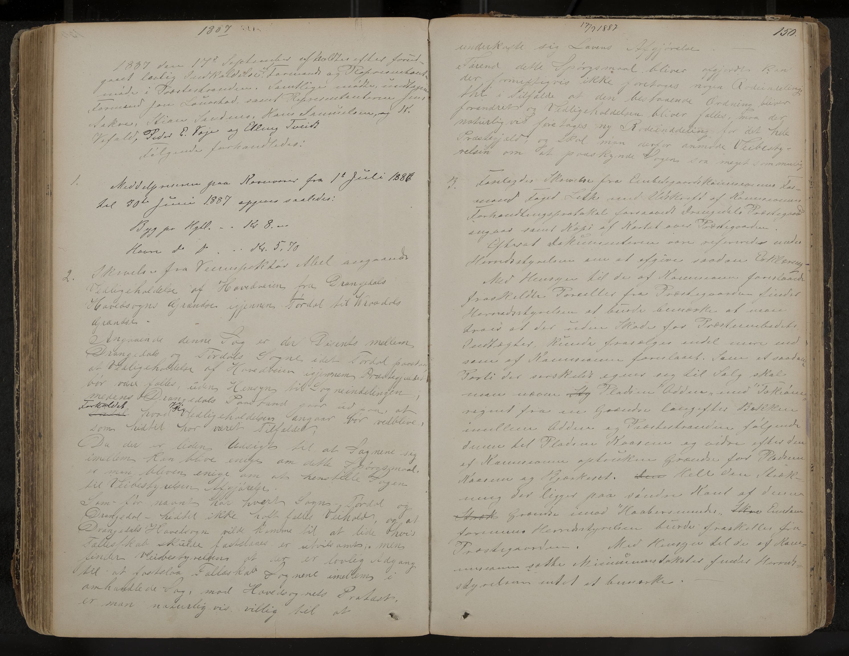 Drangedal formannskap og sentraladministrasjon, IKAK/0817021/A/L0002: Møtebok, 1870-1892, s. 150