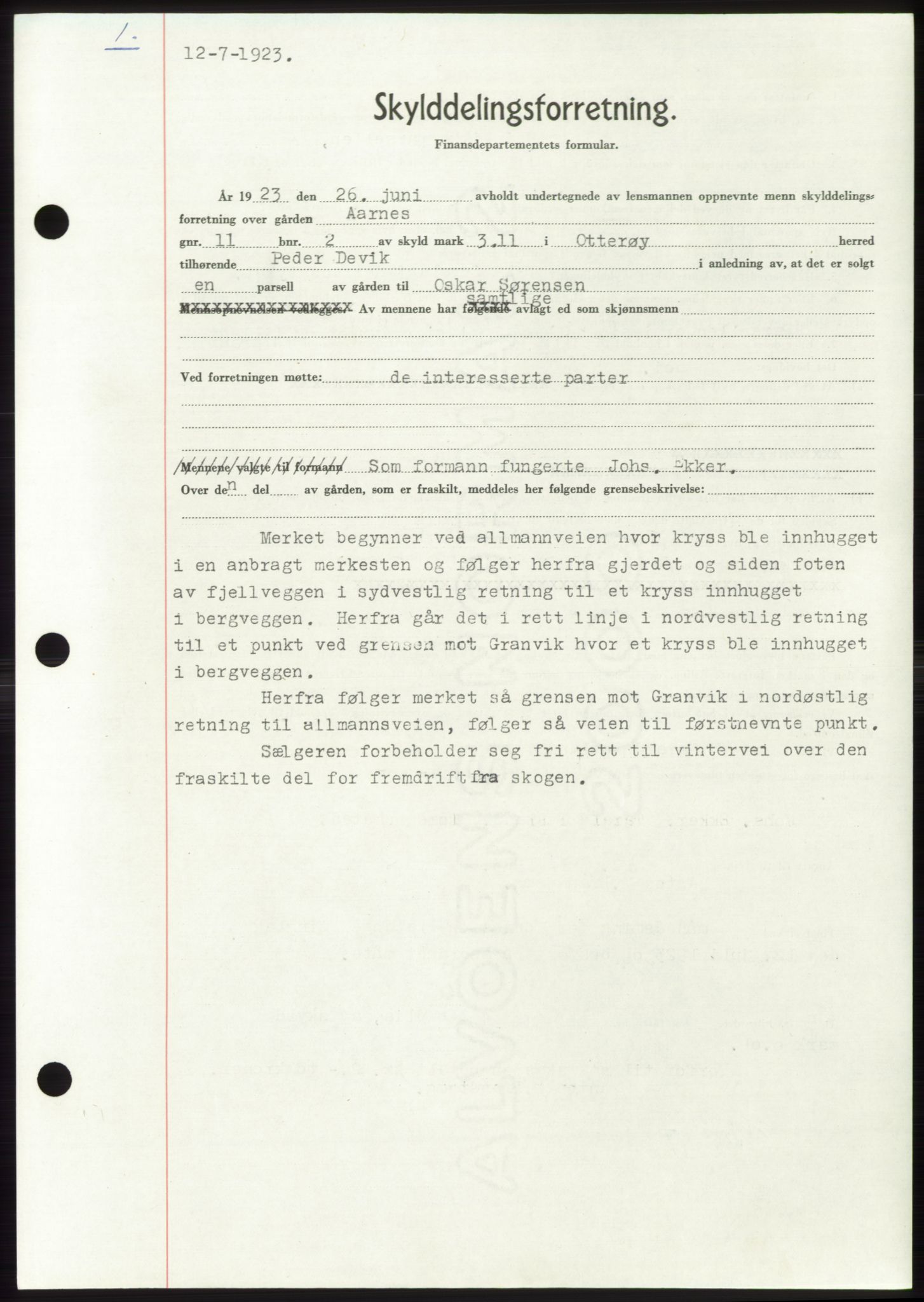 Namdal sorenskriveri, SAT/A-4133/1/2/2C: Pantebok nr. -, 1922-1925, Tingl.dato: 12.07.1923