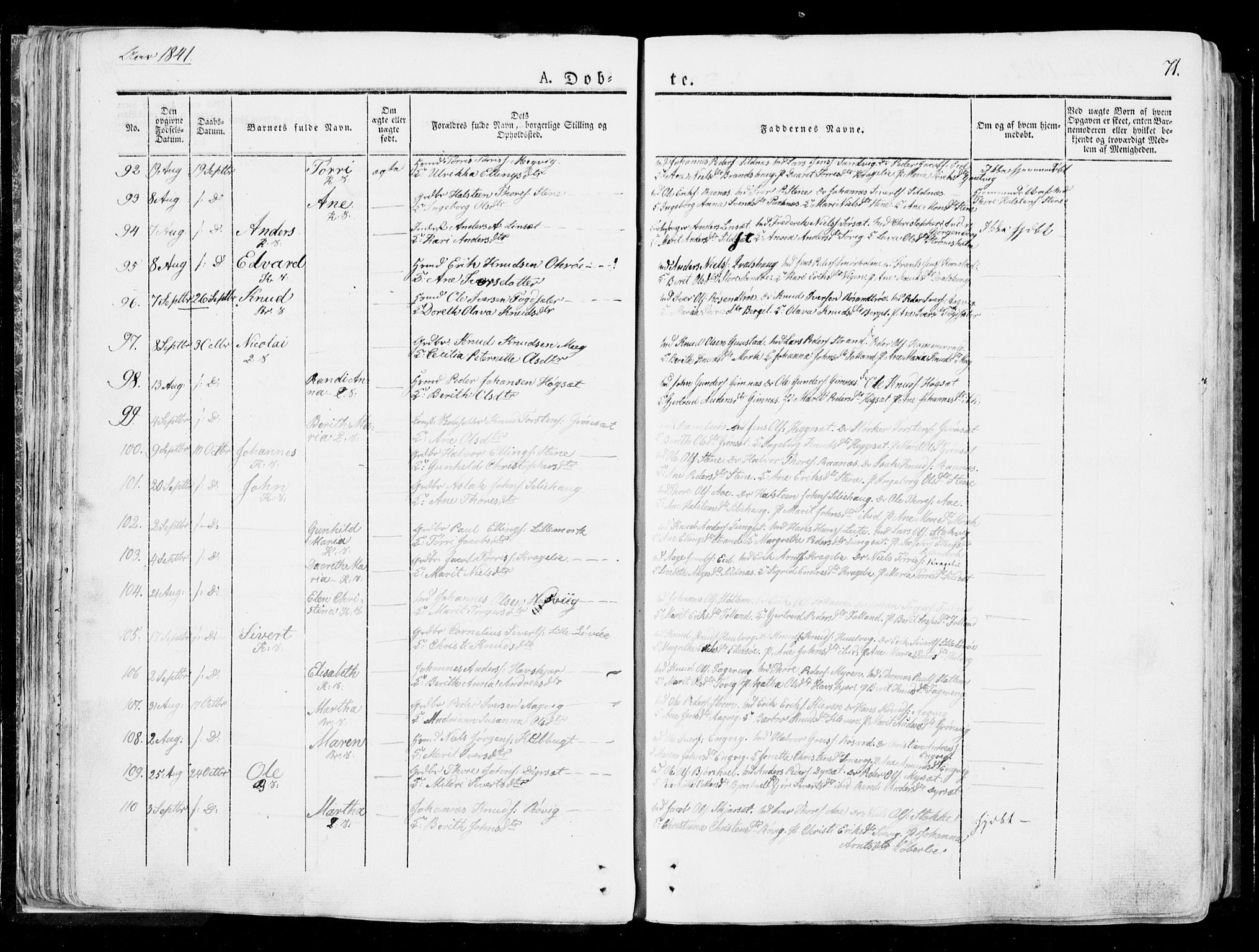 Ministerialprotokoller, klokkerbøker og fødselsregistre - Møre og Romsdal, AV/SAT-A-1454/568/L0803: Ministerialbok nr. 568A10, 1830-1853, s. 71