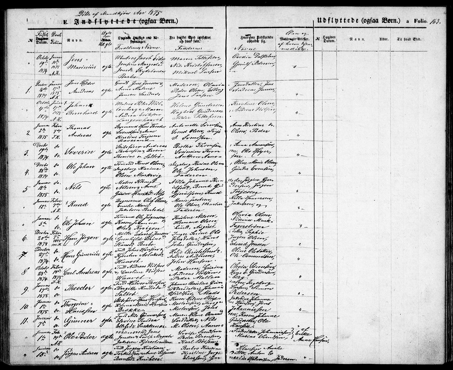 Tromøy sokneprestkontor, AV/SAK-1111-0041/F/Fb/L0004: Klokkerbok nr. B 4, 1869-1877, s. 163