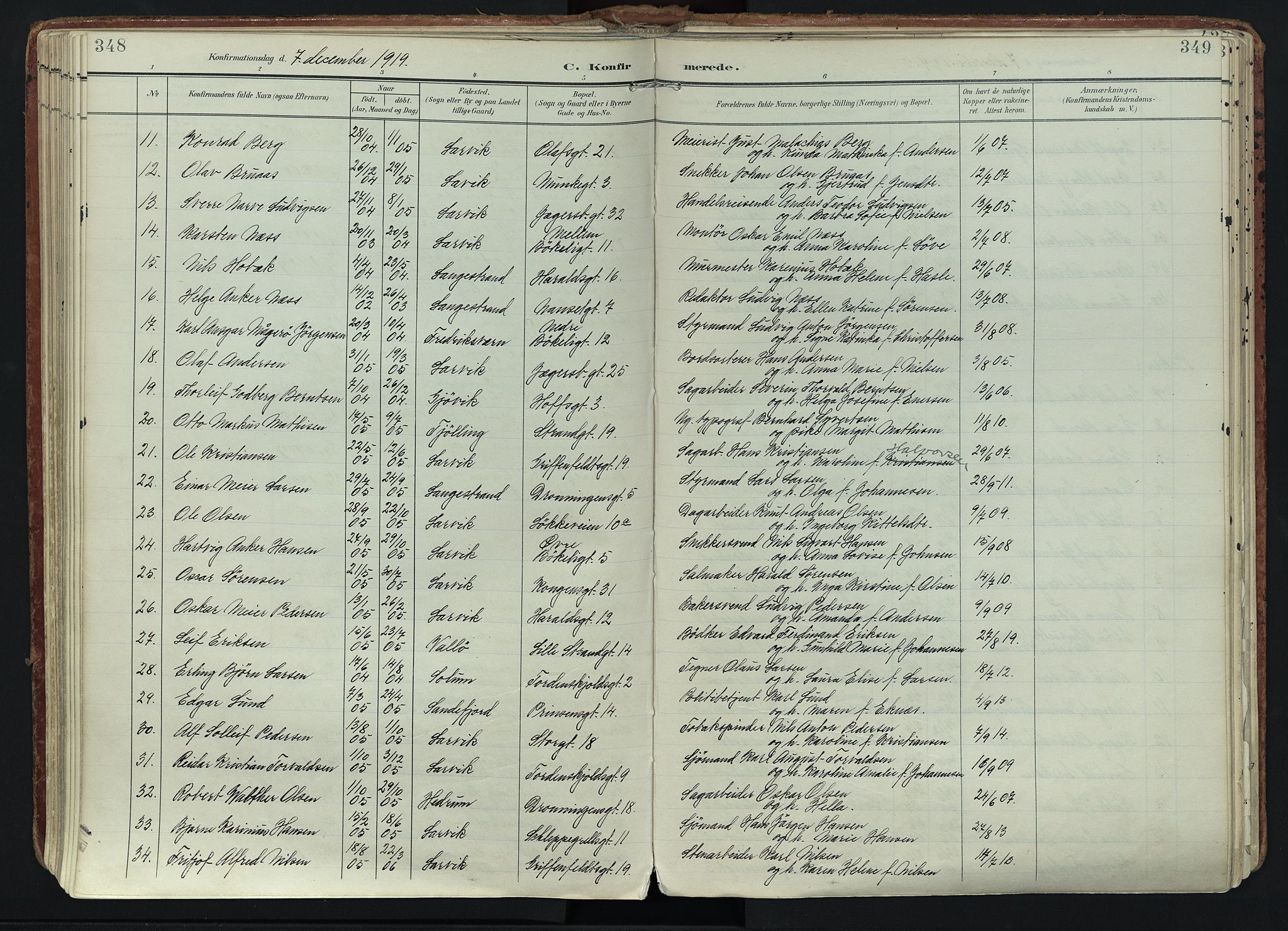 Larvik kirkebøker, SAKO/A-352/F/Fa/L0011: Ministerialbok nr. I 11, 1902-1922, s. 348-349