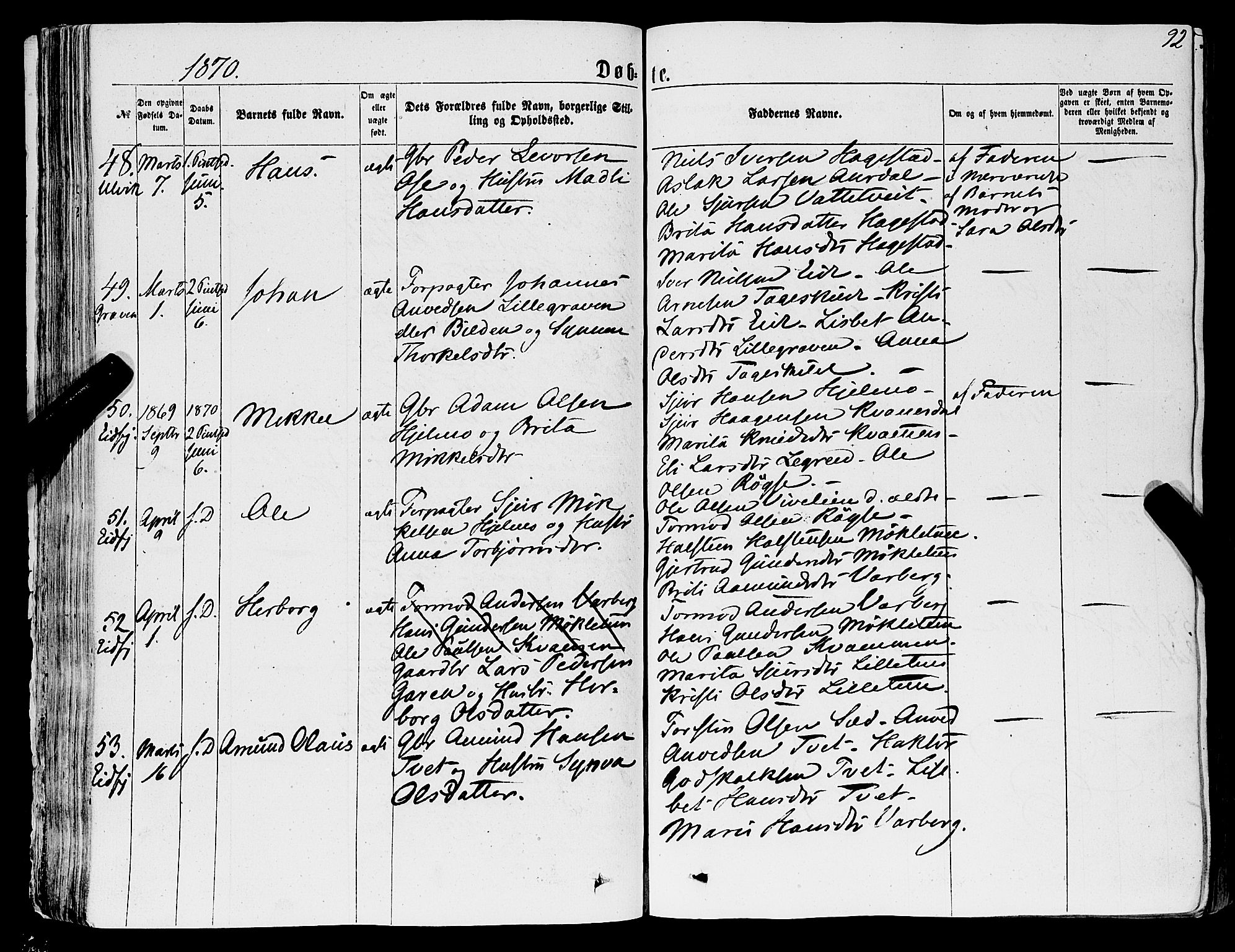 Ulvik sokneprestembete, AV/SAB-A-78801/H/Haa: Ministerialbok nr. A 15, 1864-1878, s. 92