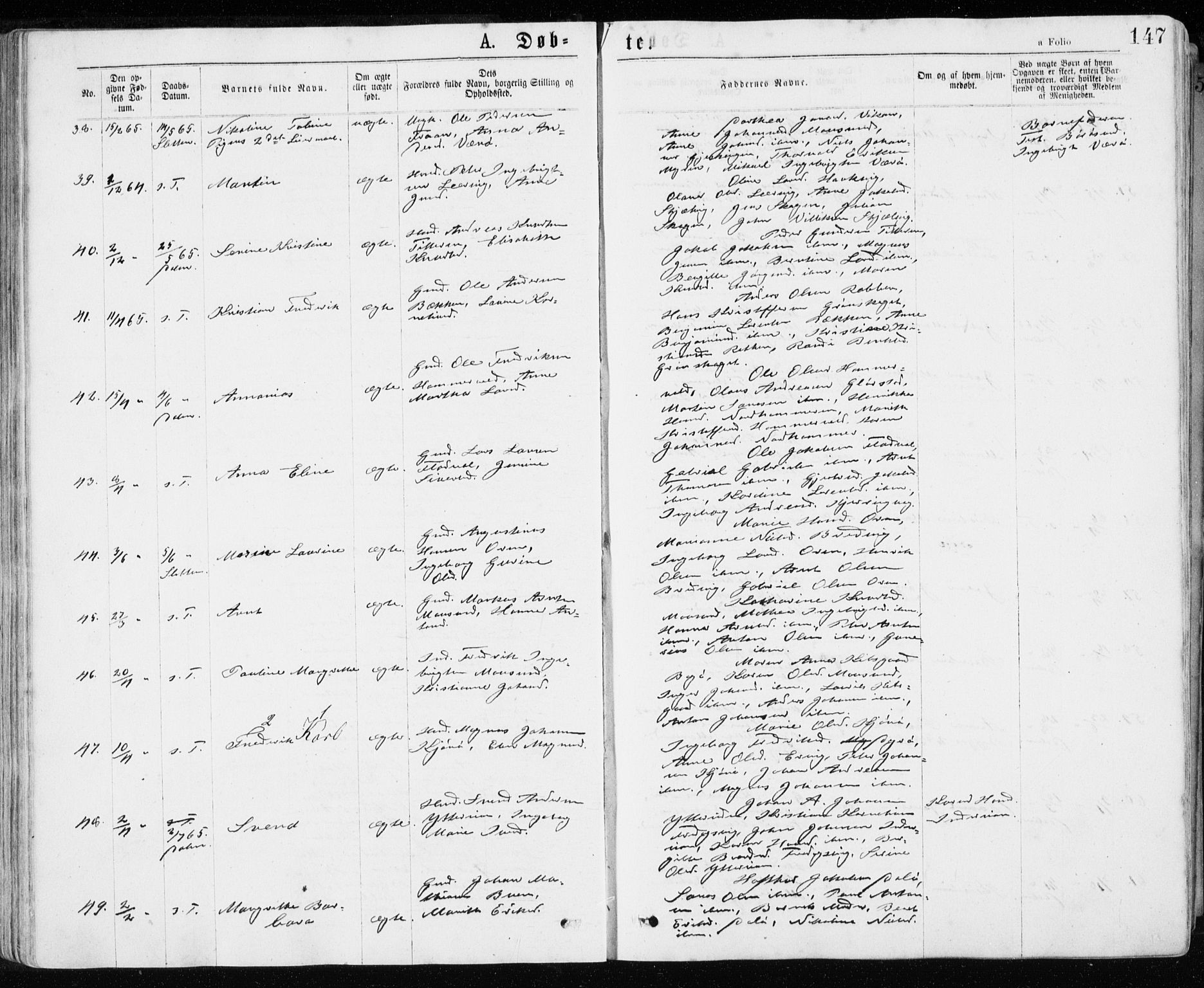 Ministerialprotokoller, klokkerbøker og fødselsregistre - Sør-Trøndelag, AV/SAT-A-1456/640/L0576: Ministerialbok nr. 640A01, 1846-1876, s. 147