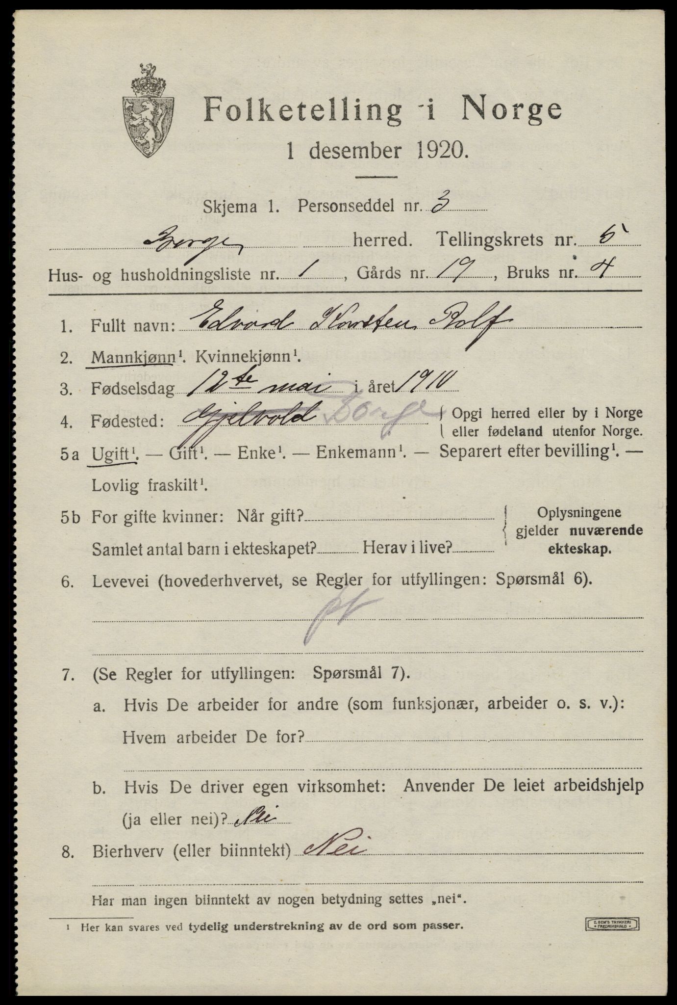SAT, Folketelling 1920 for 1862 Borge herred, 1920, s. 5079
