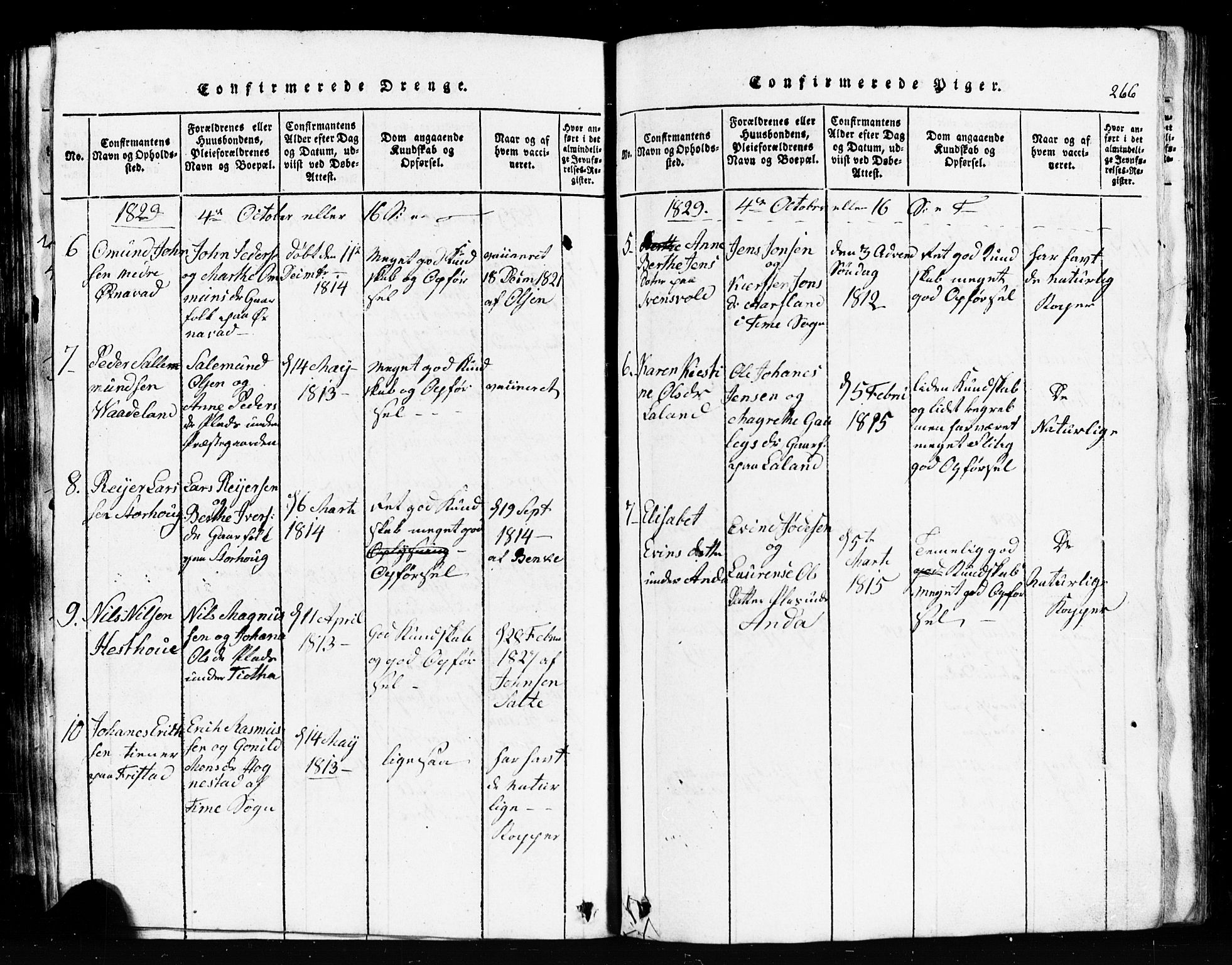 Klepp sokneprestkontor, AV/SAST-A-101803/001/3/30BB/L0001: Klokkerbok nr.  B 1, 1816-1859, s. 266