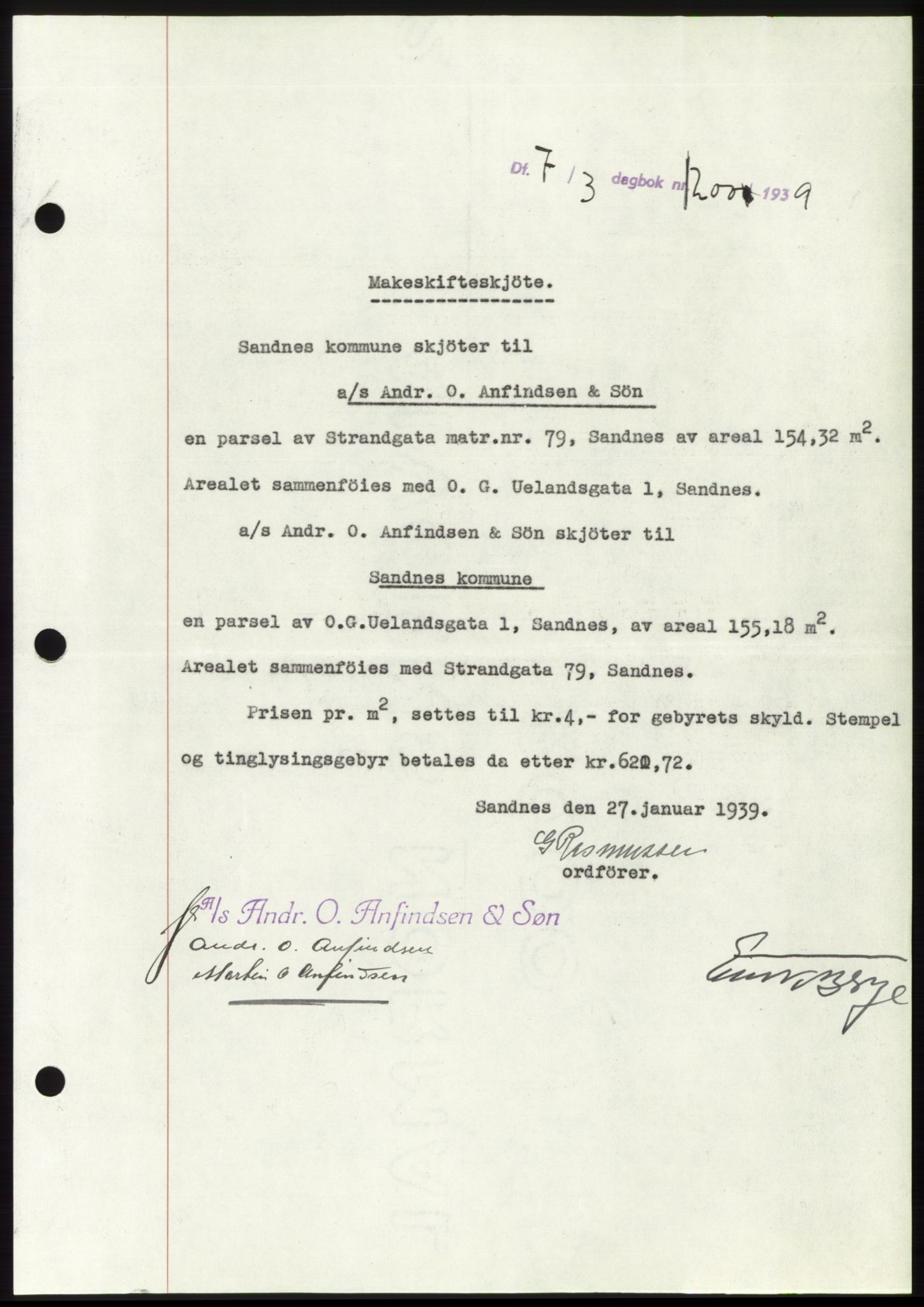 Jæren sorenskriveri, SAST/A-100310/03/G/Gba/L0073: Pantebok, 1939-1939, Dagboknr: 1200/1939