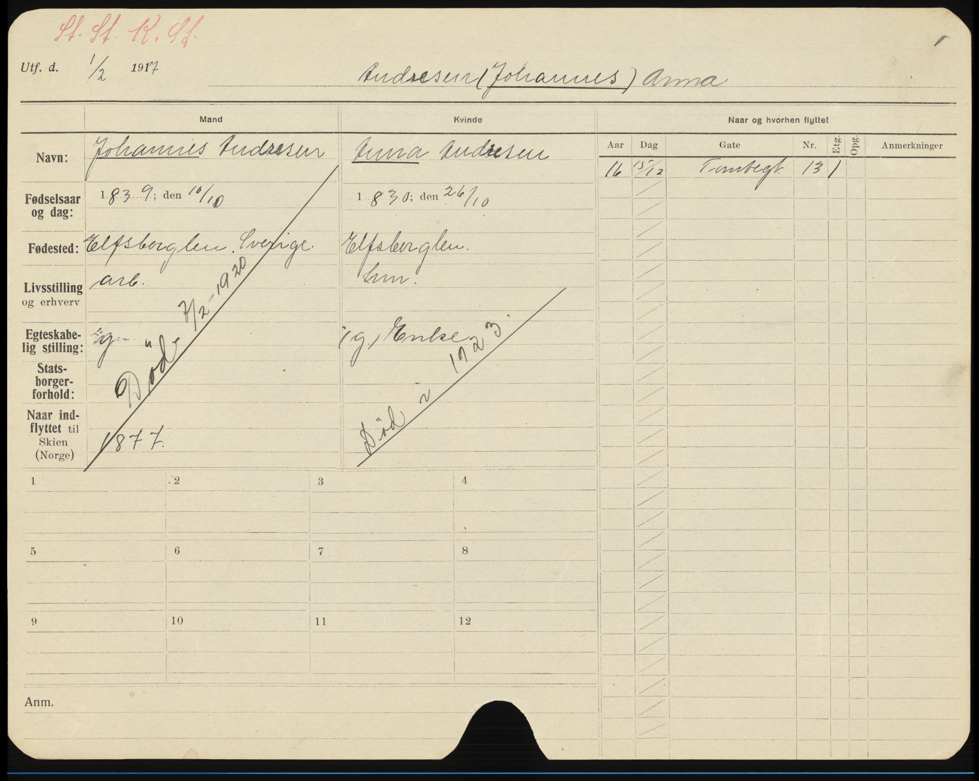 Skien folkeregister, AV/SAKO-A-425/H/Ha/L0001: Døde, 1916-1929, s. 1067