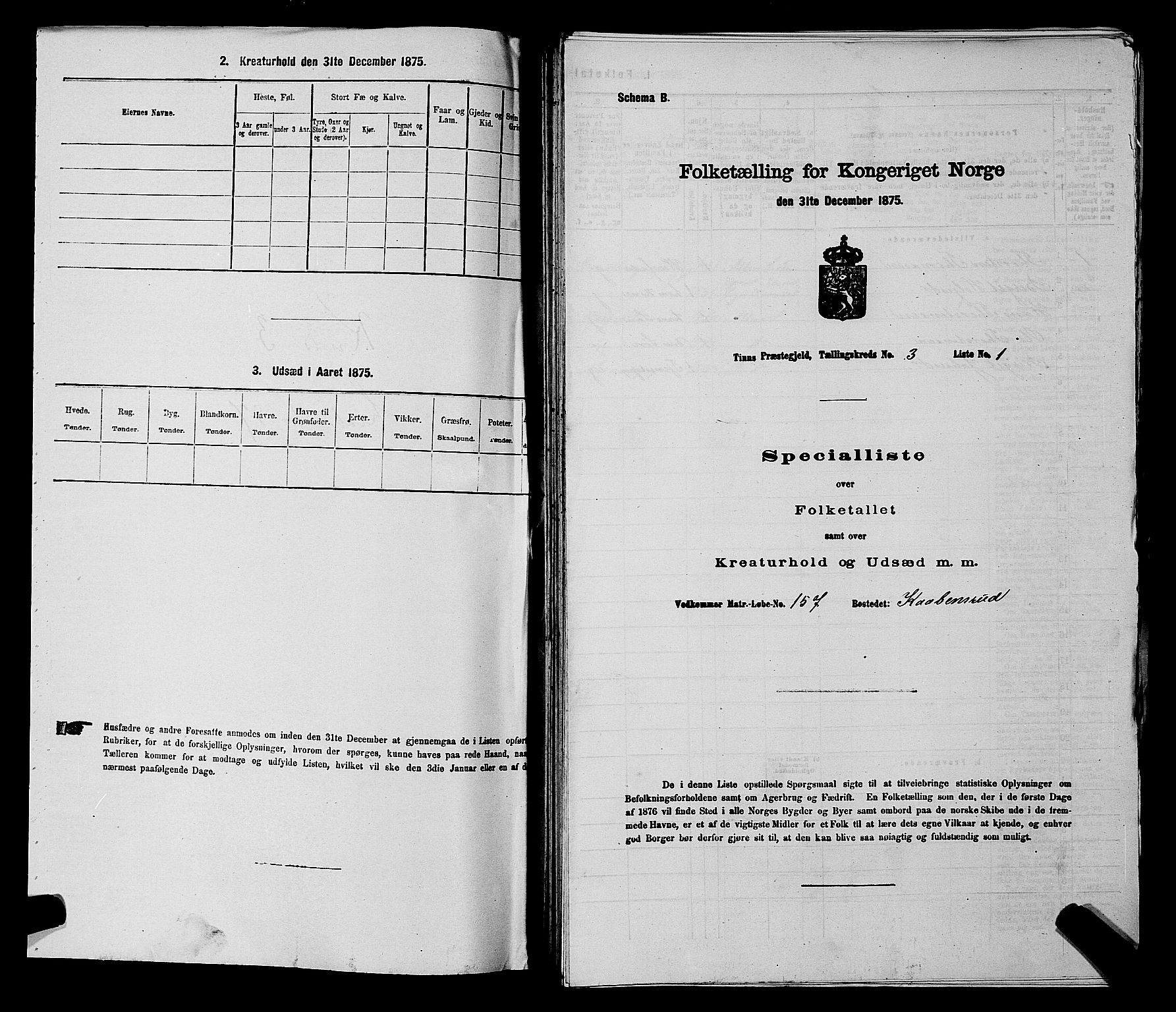 SAKO, Folketelling 1875 for 0826P Tinn prestegjeld, 1875, s. 337
