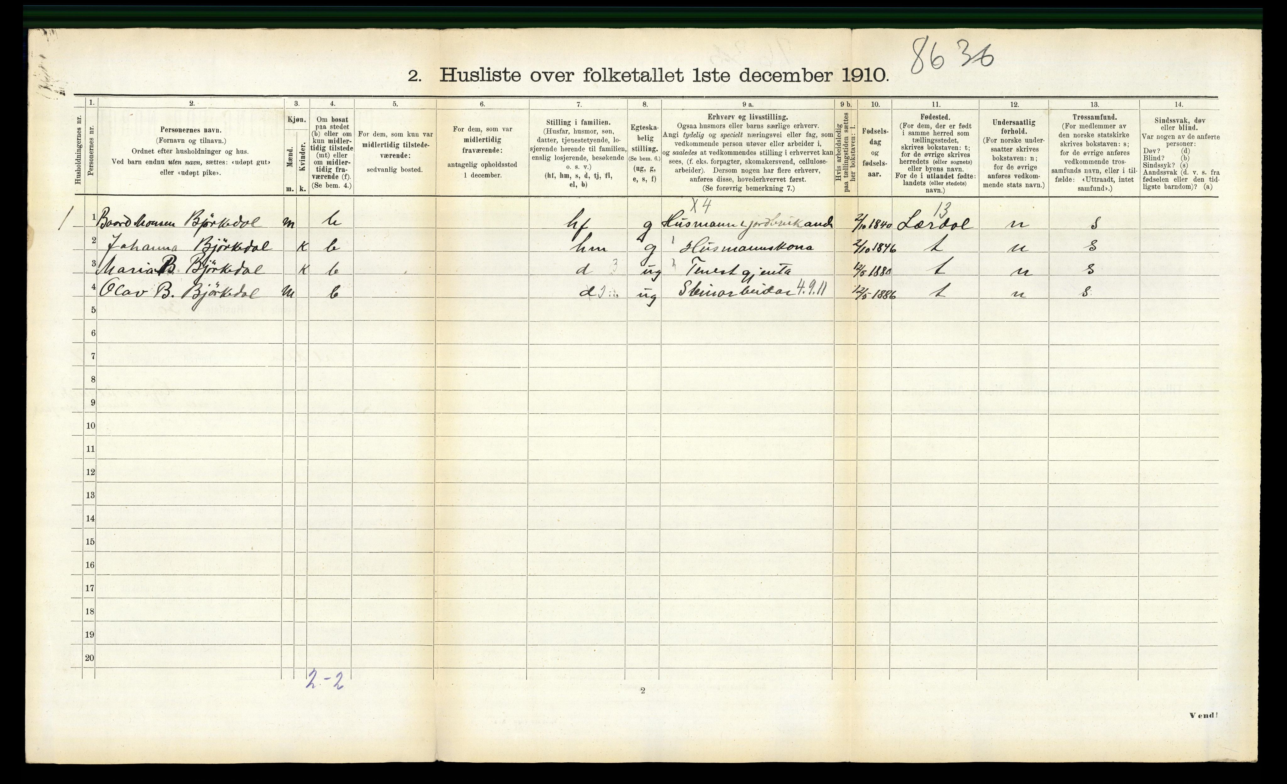 RA, Folketelling 1910 for 1519 Volda herred, 1910, s. 1245