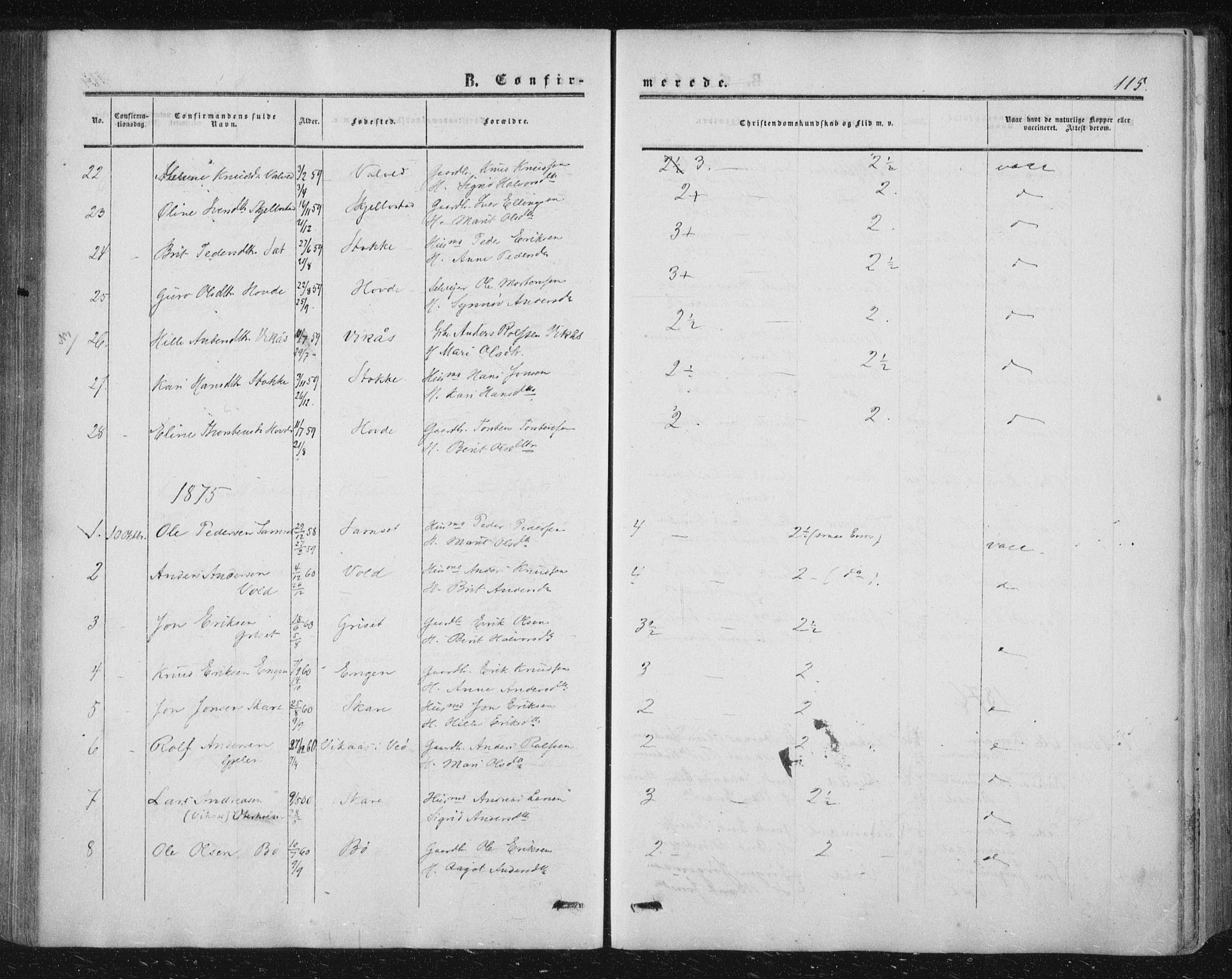 Ministerialprotokoller, klokkerbøker og fødselsregistre - Møre og Romsdal, AV/SAT-A-1454/543/L0562: Ministerialbok nr. 543A02, 1854-1884, s. 115