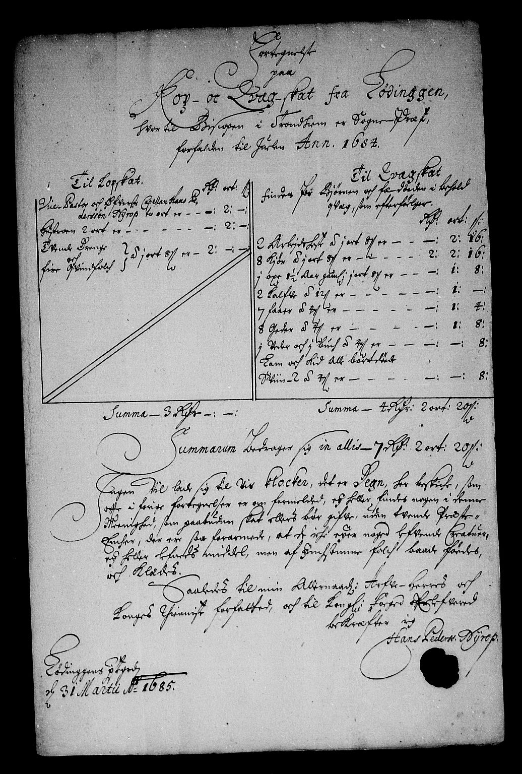 Rentekammeret inntil 1814, Reviderte regnskaper, Stiftamtstueregnskaper, Trondheim stiftamt og Nordland amt, AV/RA-EA-6044/R/Rg/L0077: Trondheim stiftamt og Nordland amt, 1684