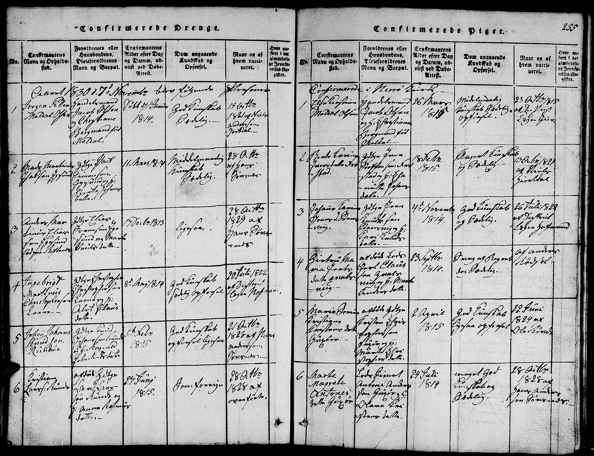 Ministerialprotokoller, klokkerbøker og fødselsregistre - Møre og Romsdal, SAT/A-1454/507/L0078: Klokkerbok nr. 507C01, 1816-1840, s. 255