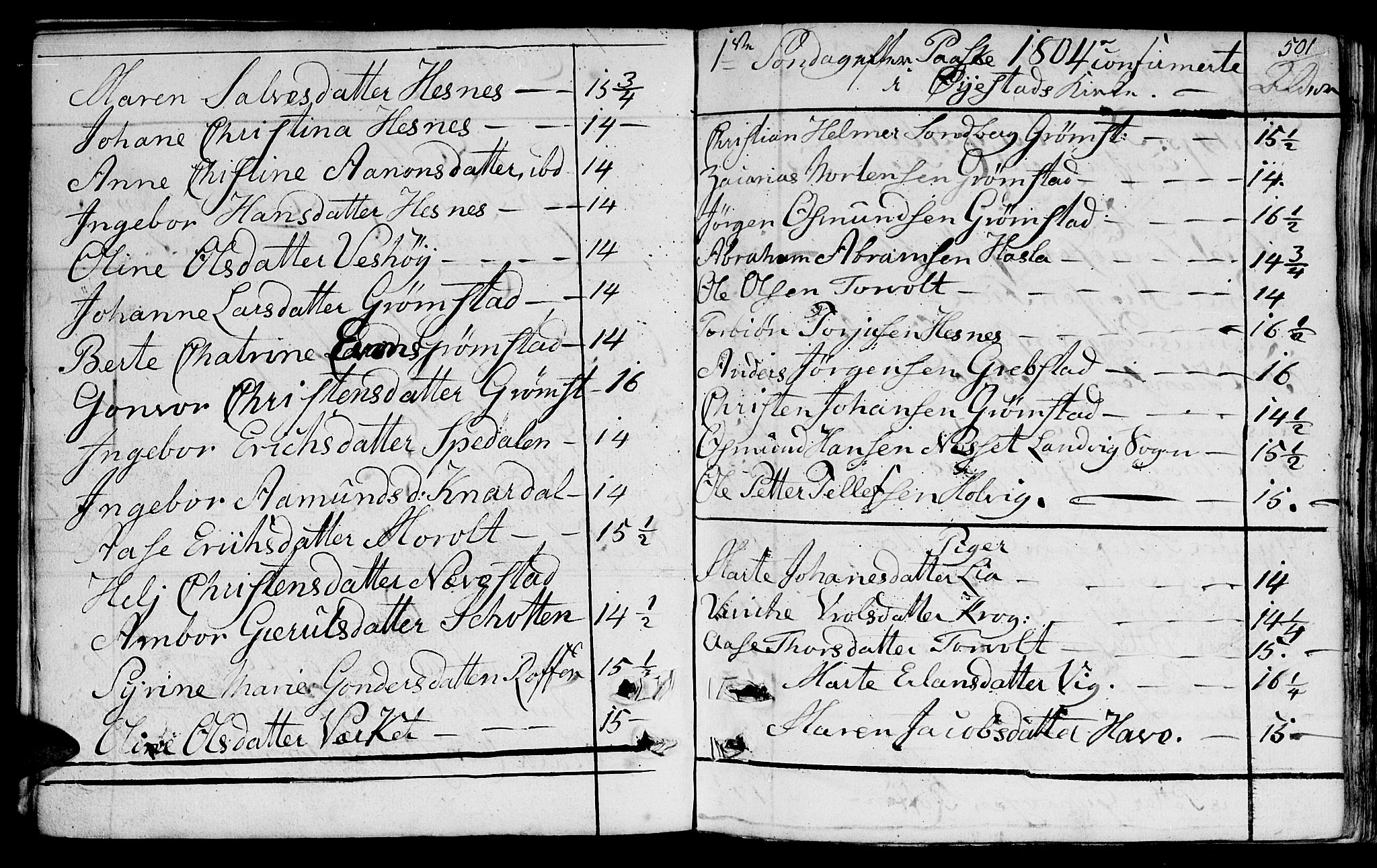 Fjære sokneprestkontor, AV/SAK-1111-0011/F/Fb/L0006: Klokkerbok nr. B 6, 1803-1817, s. 501