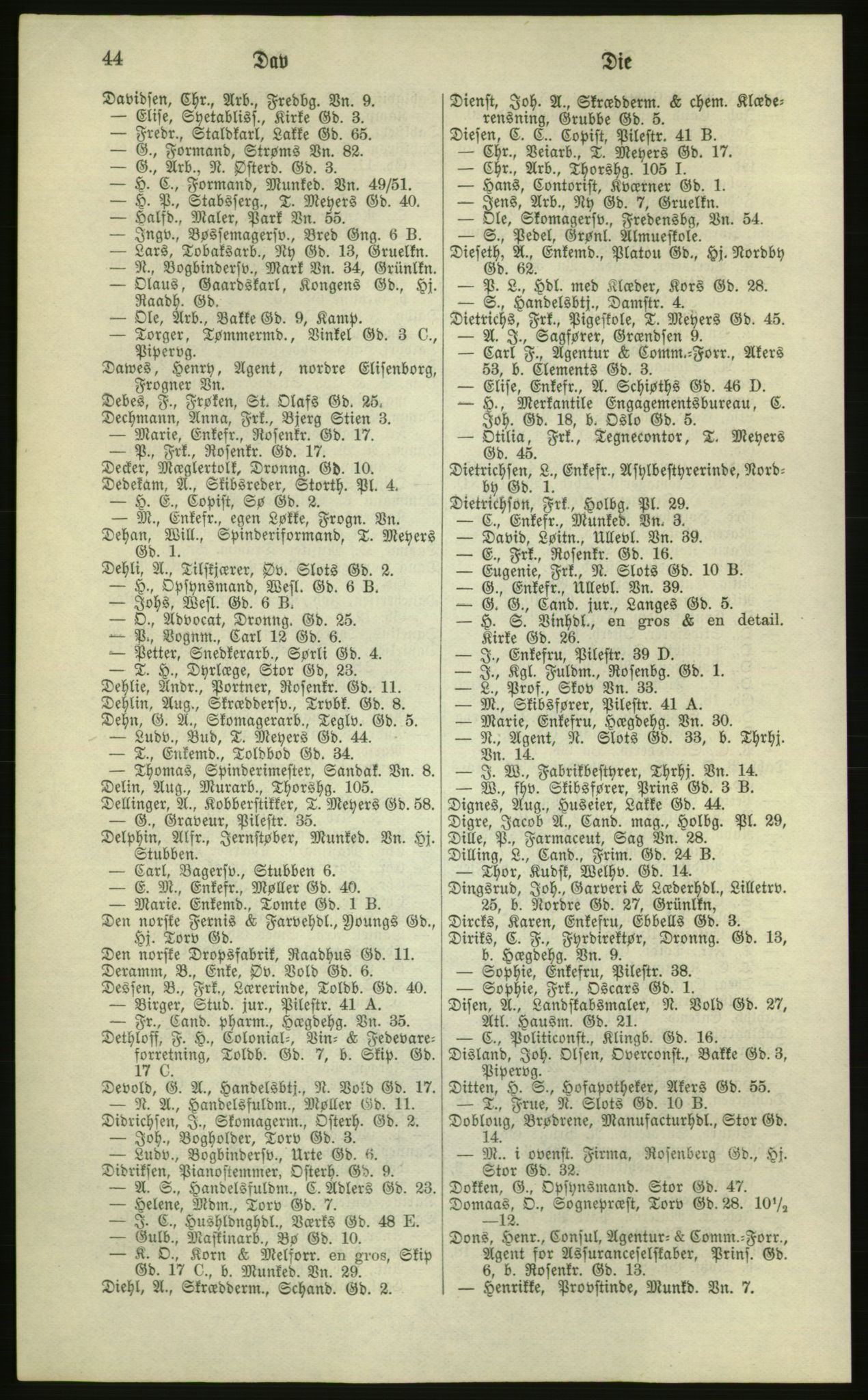Kristiania/Oslo adressebok, PUBL/-, 1881, s. 44
