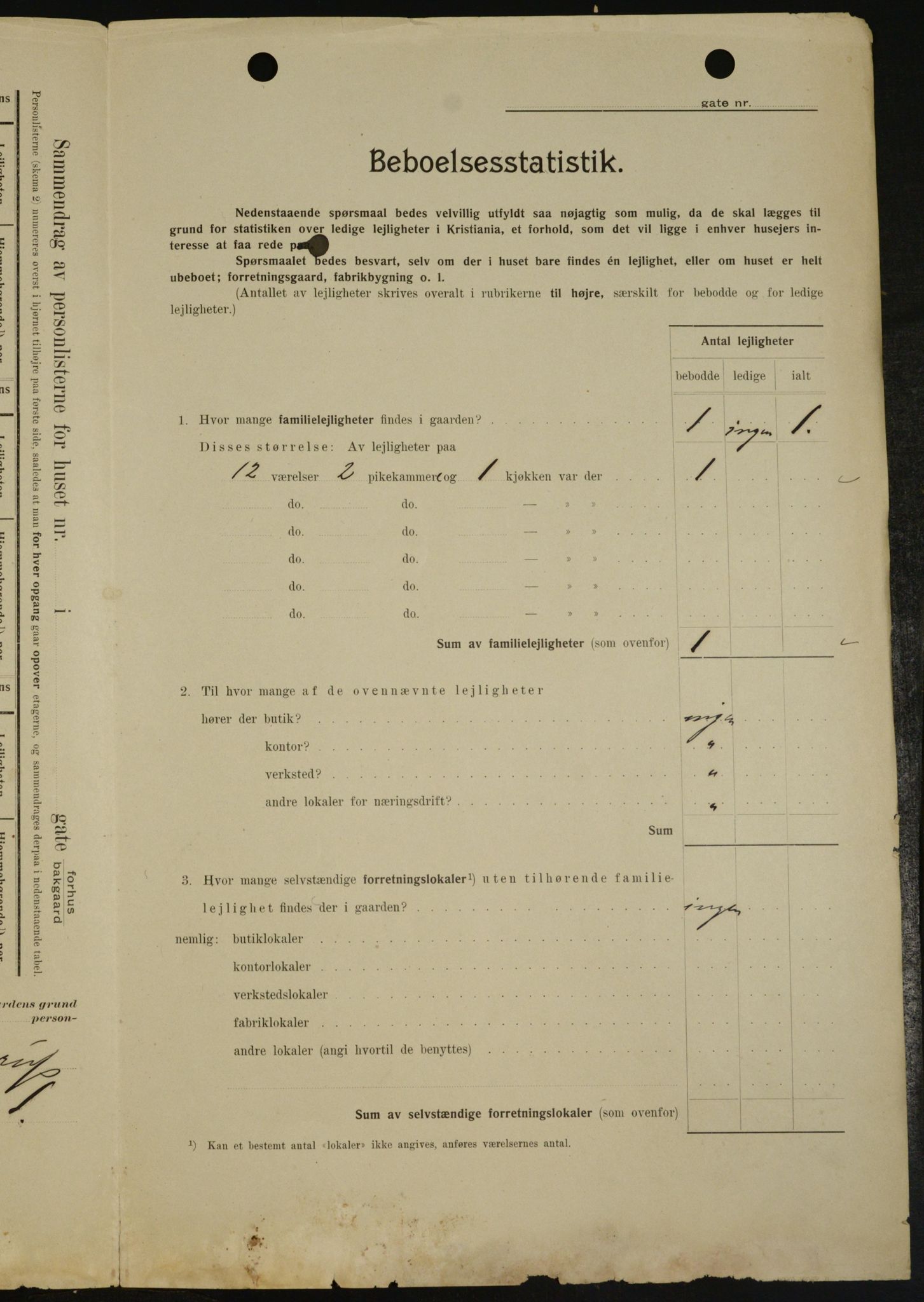 OBA, Kommunal folketelling 1.2.1909 for Kristiania kjøpstad, 1909, s. 40204