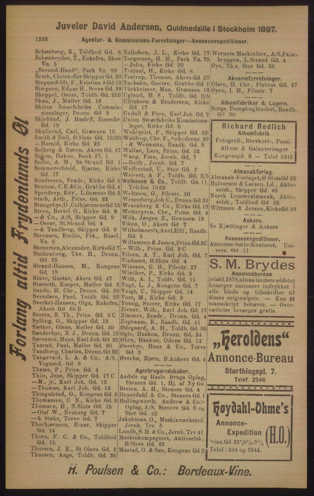 Kristiania/Oslo adressebok, PUBL/-, 1905, s. 1338