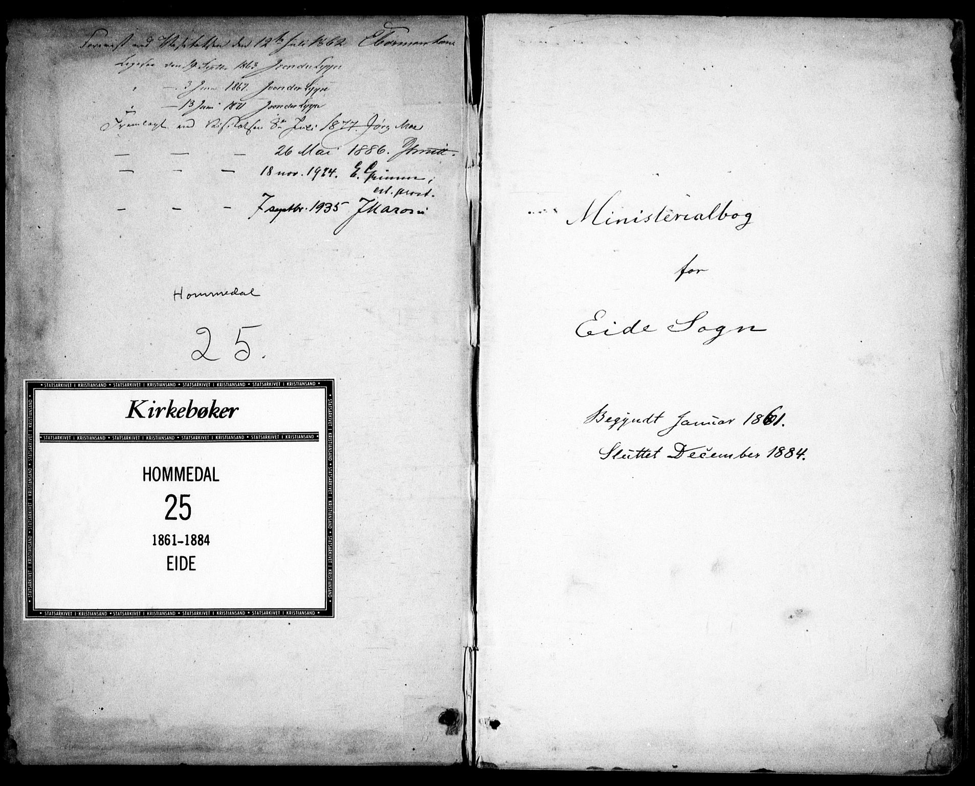 Hommedal sokneprestkontor, AV/SAK-1111-0023/F/Fa/Faa/L0002: Ministerialbok nr. A 2, 1861-1884