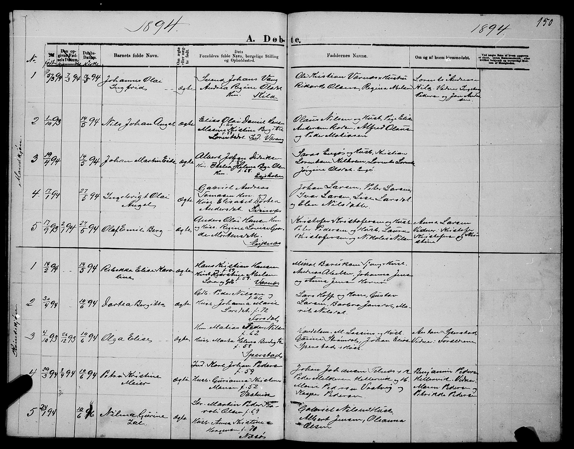 Ministerialprotokoller, klokkerbøker og fødselsregistre - Nordland, AV/SAT-A-1459/841/L0620: Klokkerbok nr. 841C04, 1877-1896, s. 150