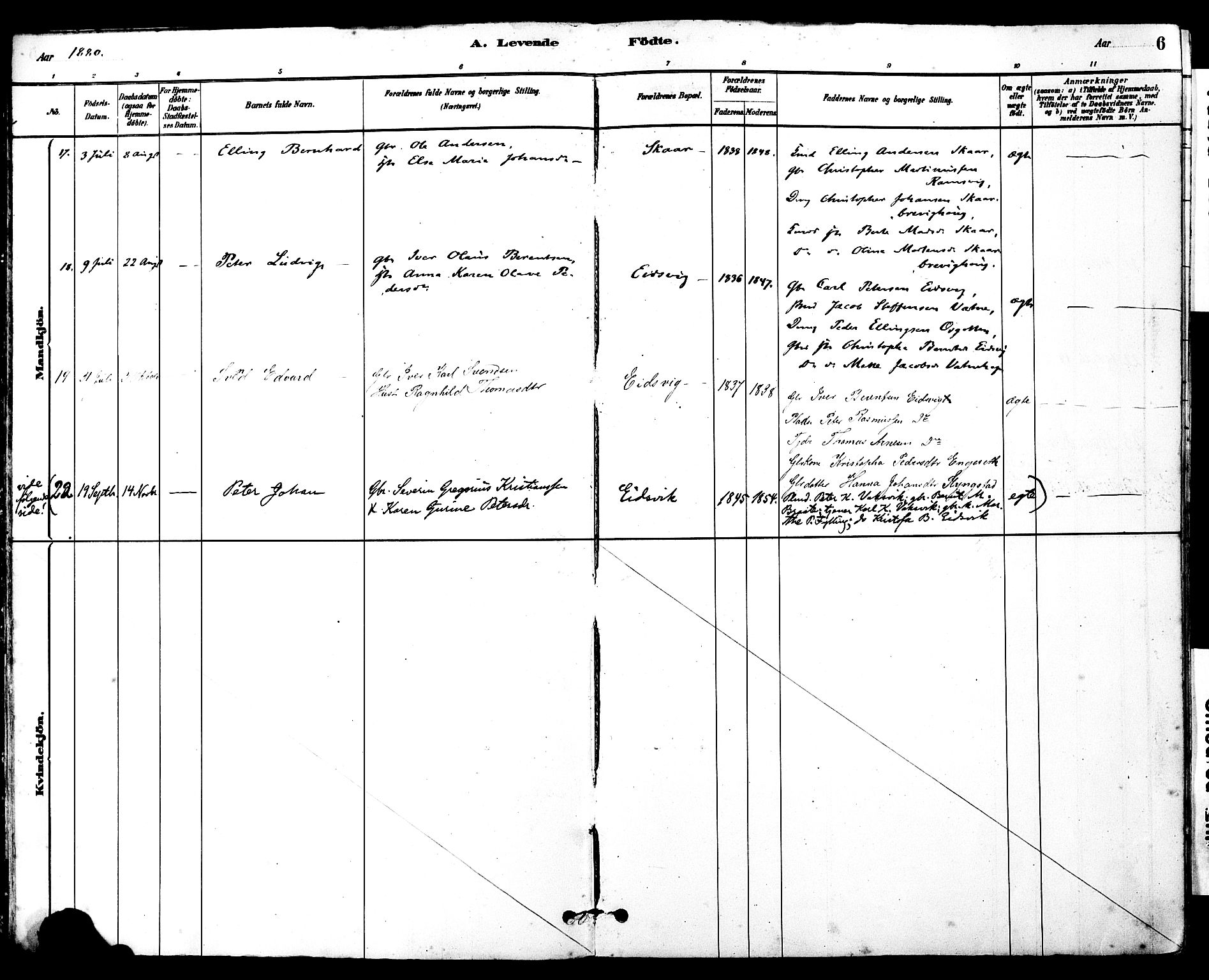 Ministerialprotokoller, klokkerbøker og fødselsregistre - Møre og Romsdal, AV/SAT-A-1454/525/L0374: Ministerialbok nr. 525A04, 1880-1899, s. 6