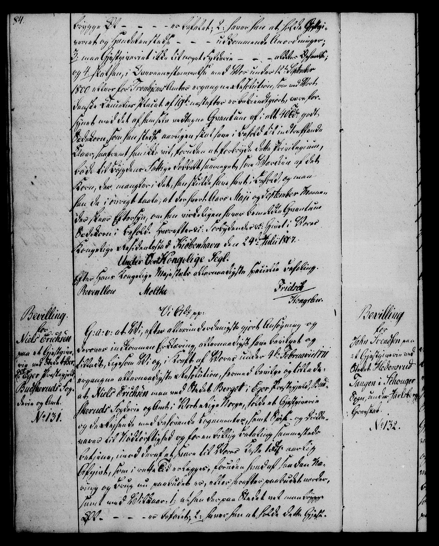 Rentekammeret, Kammerkanselliet, AV/RA-EA-3111/G/Gg/Gga/L0019: Norsk ekspedisjonsprotokoll med register (merket RK 53.19), 1807-1810, s. 84