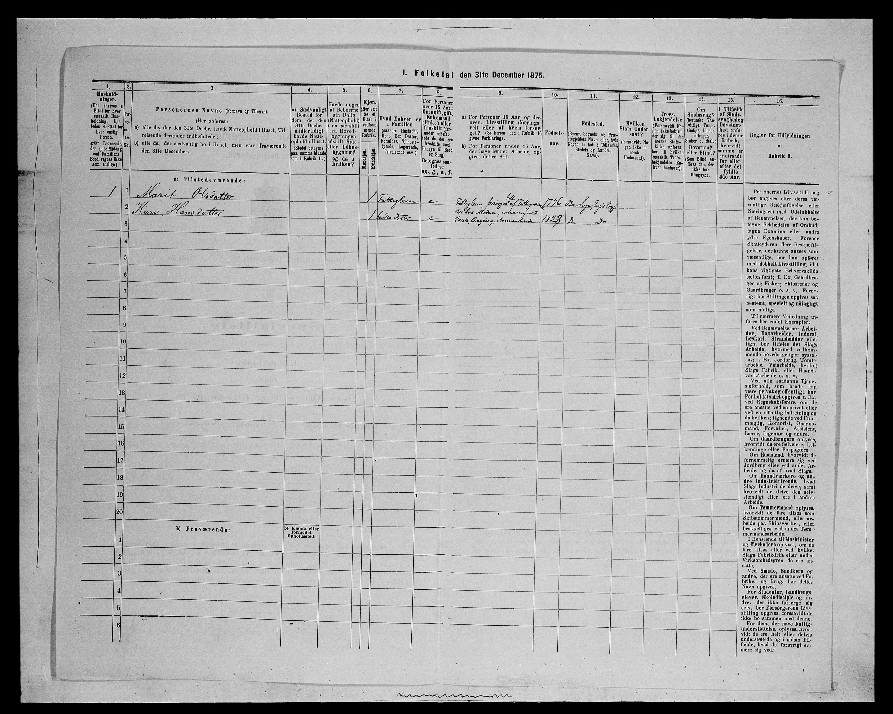 SAH, Folketelling 1875 for 0429P Åmot prestegjeld, 1875, s. 1009