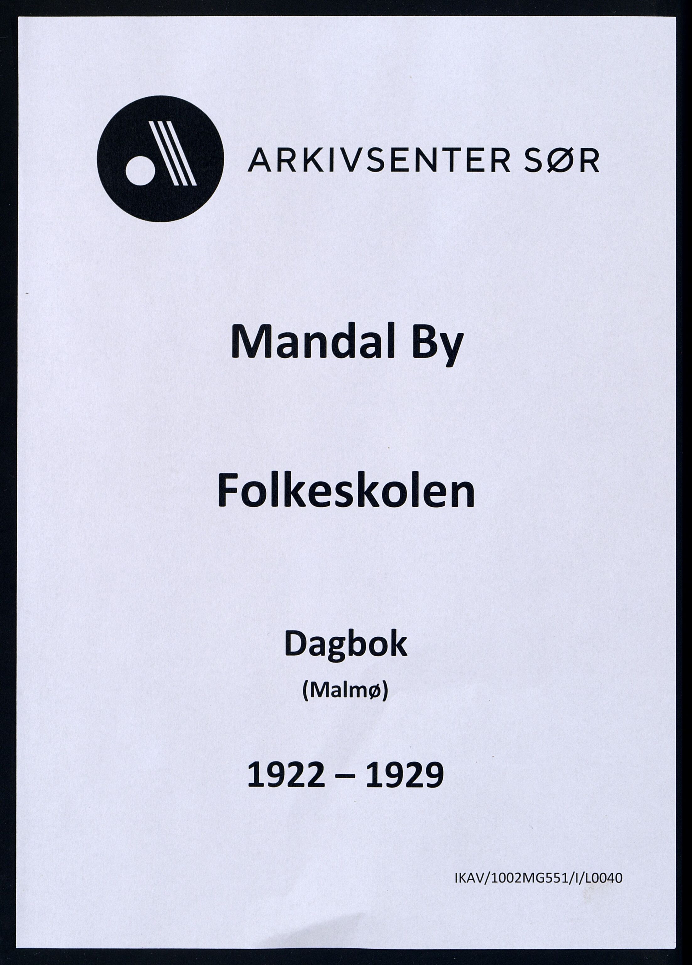 Mandal By - Mandal Allmueskole/Folkeskole/Skole, IKAV/1002MG551/I/L0040: Dagbok, 1922-1929