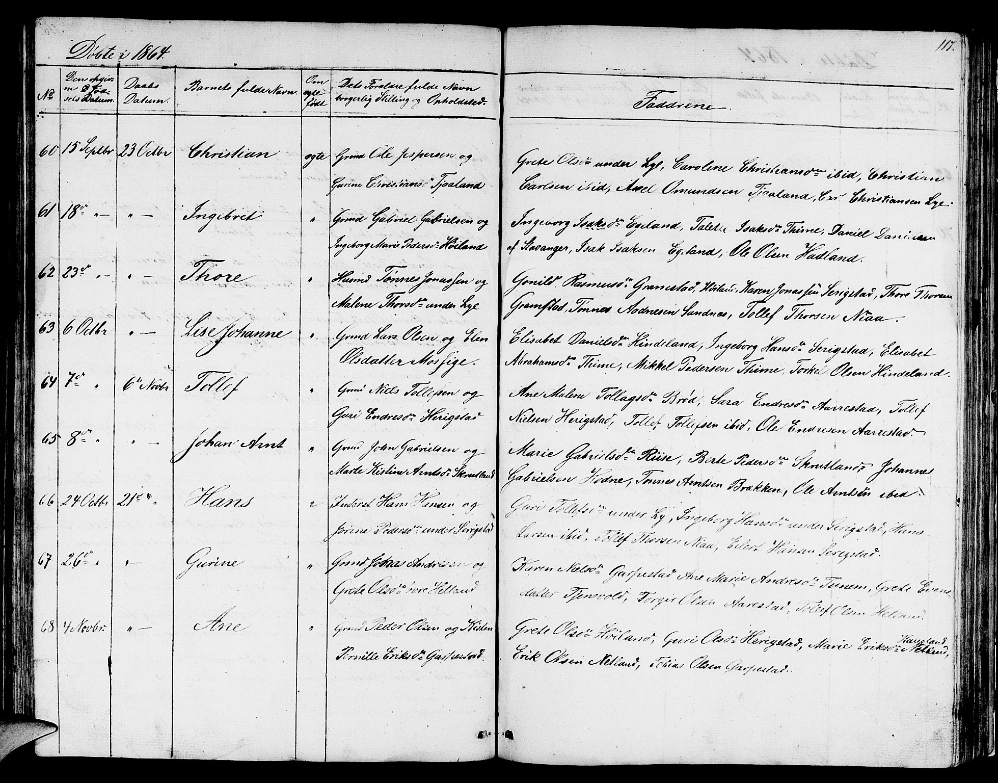 Lye sokneprestkontor, AV/SAST-A-101794/001/30BB/L0002: Klokkerbok nr. B 2, 1852-1867, s. 117
