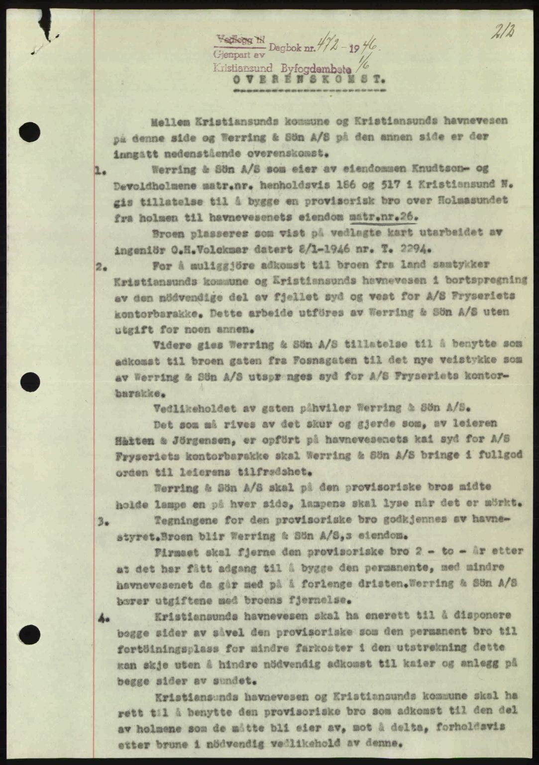 Kristiansund byfogd, AV/SAT-A-4587/A/27: Pantebok nr. 40, 1946-1946, Dagboknr: 472/1946