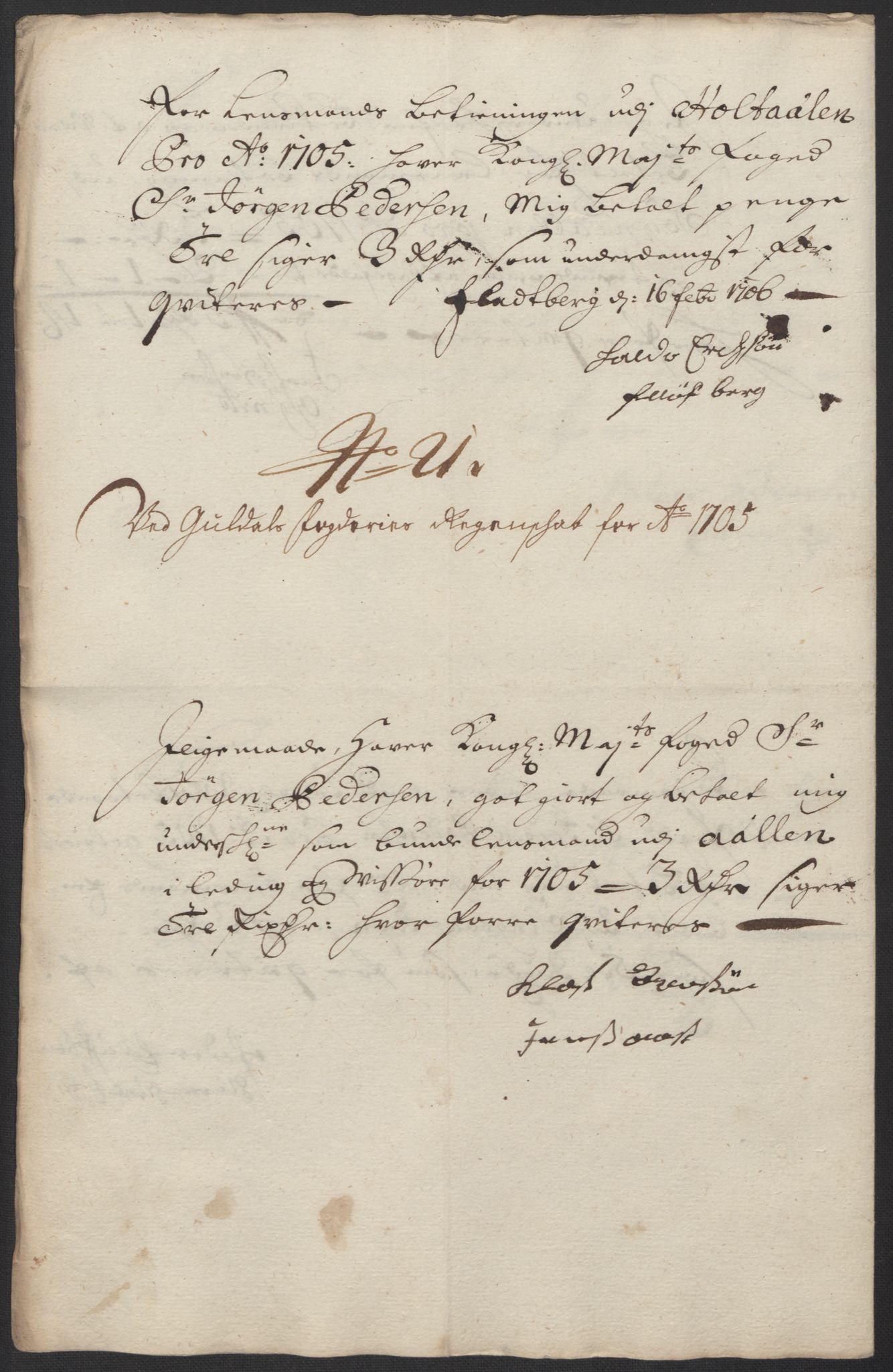 Rentekammeret inntil 1814, Reviderte regnskaper, Fogderegnskap, AV/RA-EA-4092/R60/L3955: Fogderegnskap Orkdal og Gauldal, 1705, s. 415