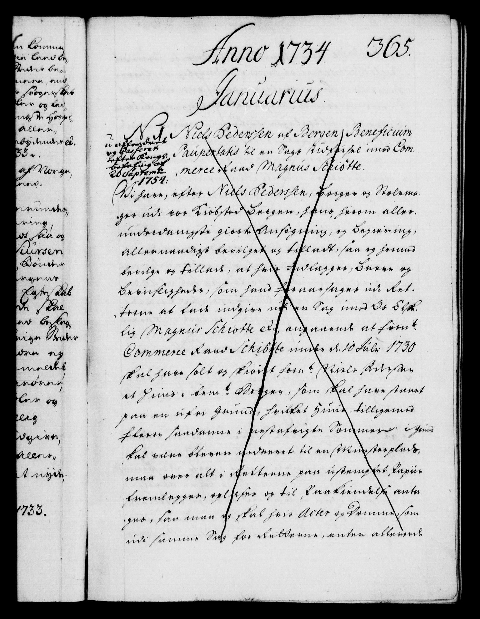 Danske Kanselli 1572-1799, RA/EA-3023/F/Fc/Fca/Fcaa/L0028: Norske registre, 1733-1734, s. 365a