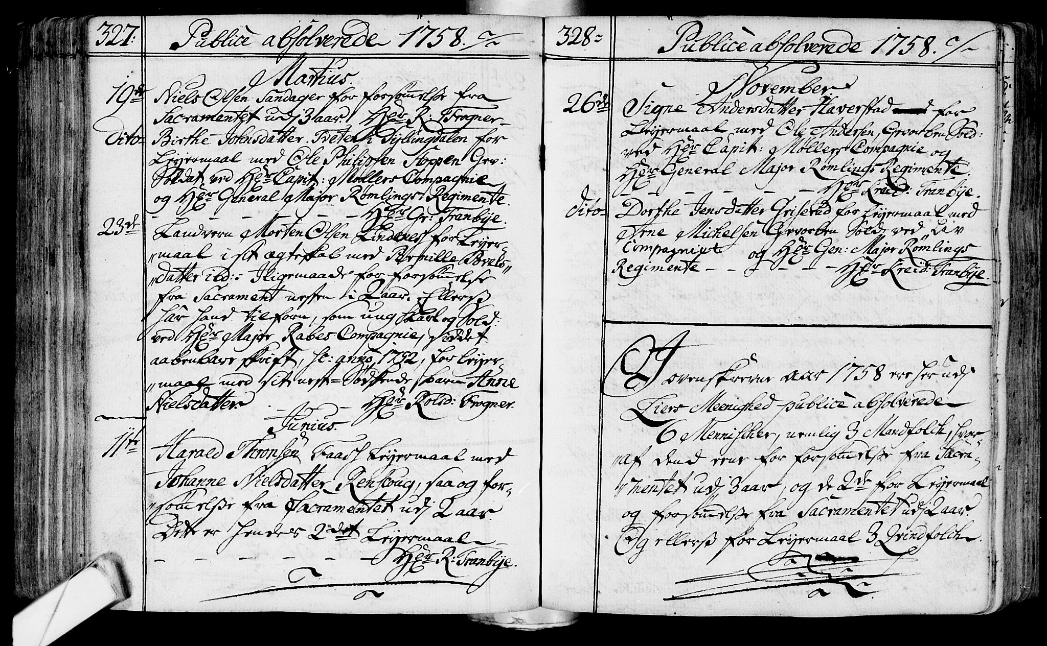 Lier kirkebøker, AV/SAKO-A-230/F/Fa/L0004: Ministerialbok nr. I 4, 1749-1764, s. 327-328