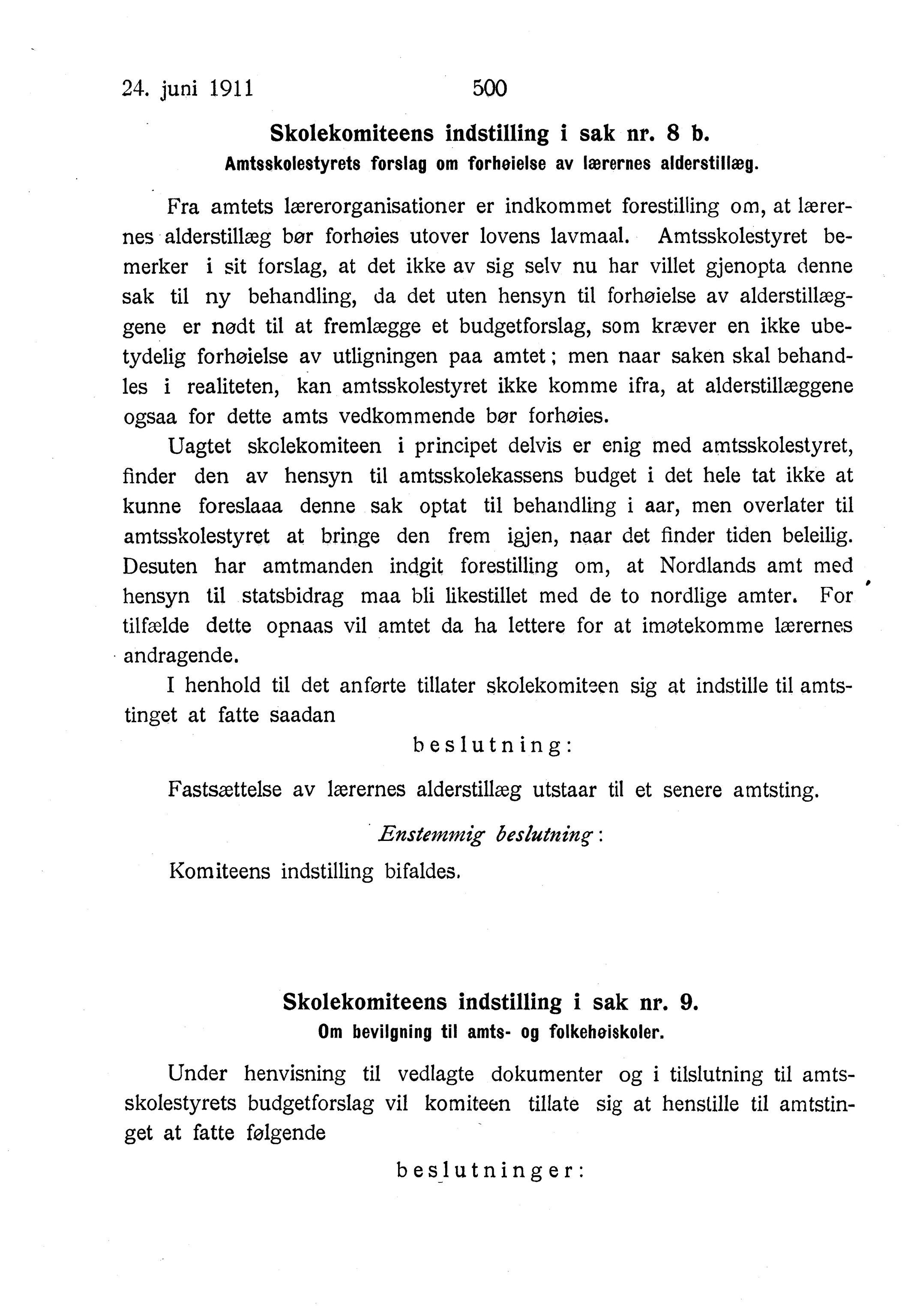 Nordland Fylkeskommune. Fylkestinget, AIN/NFK-17/176/A/Ac/L0034: Fylkestingsforhandlinger 1911, 1911