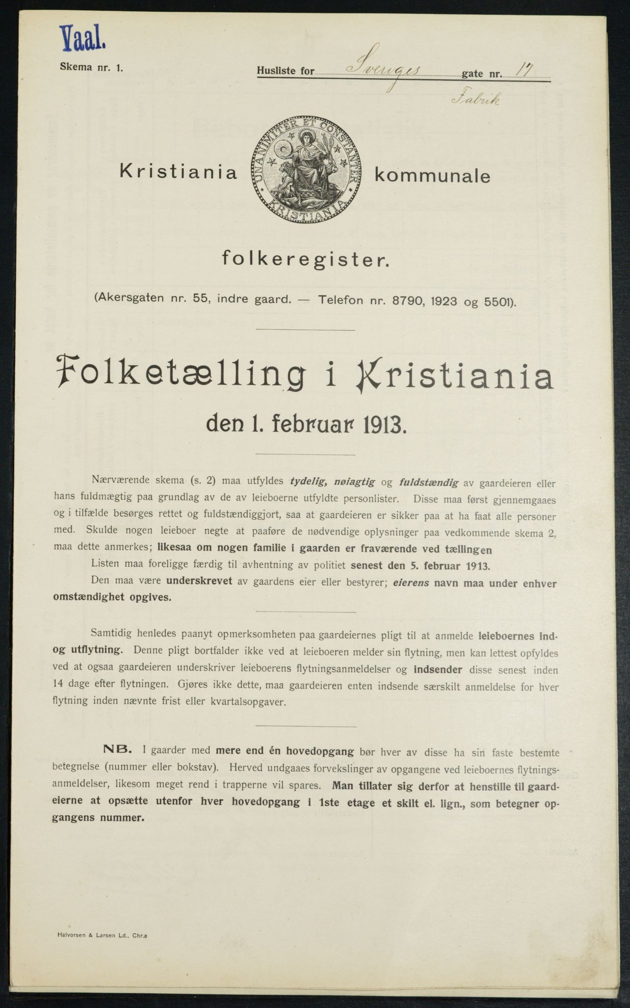 OBA, Kommunal folketelling 1.2.1913 for Kristiania, 1913, s. 105986