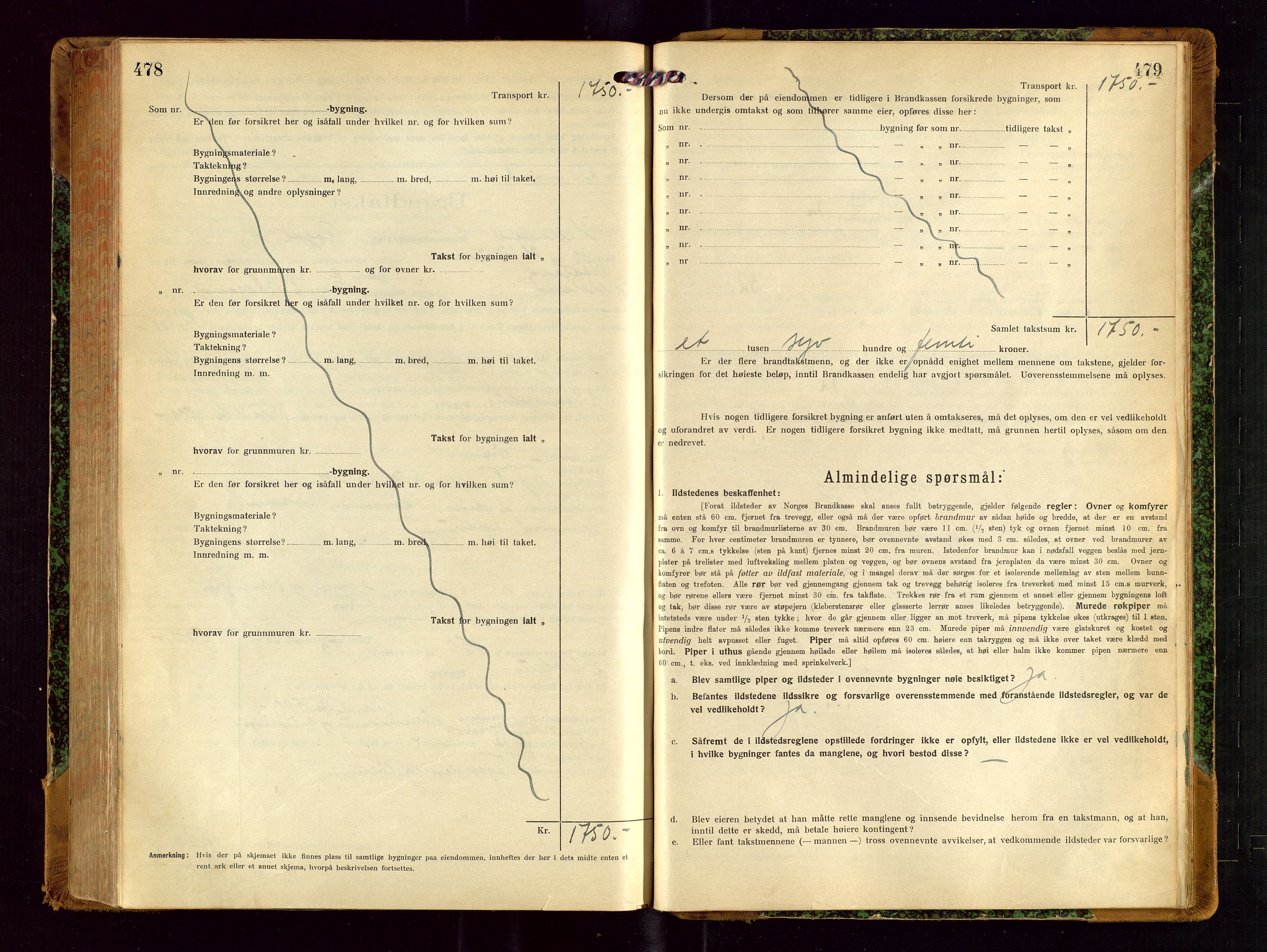 Helleland lensmannskontor, AV/SAST-A-100209/Gob/L0002: "Brandtakstprotokoll", 1921-1930, s. 478-479