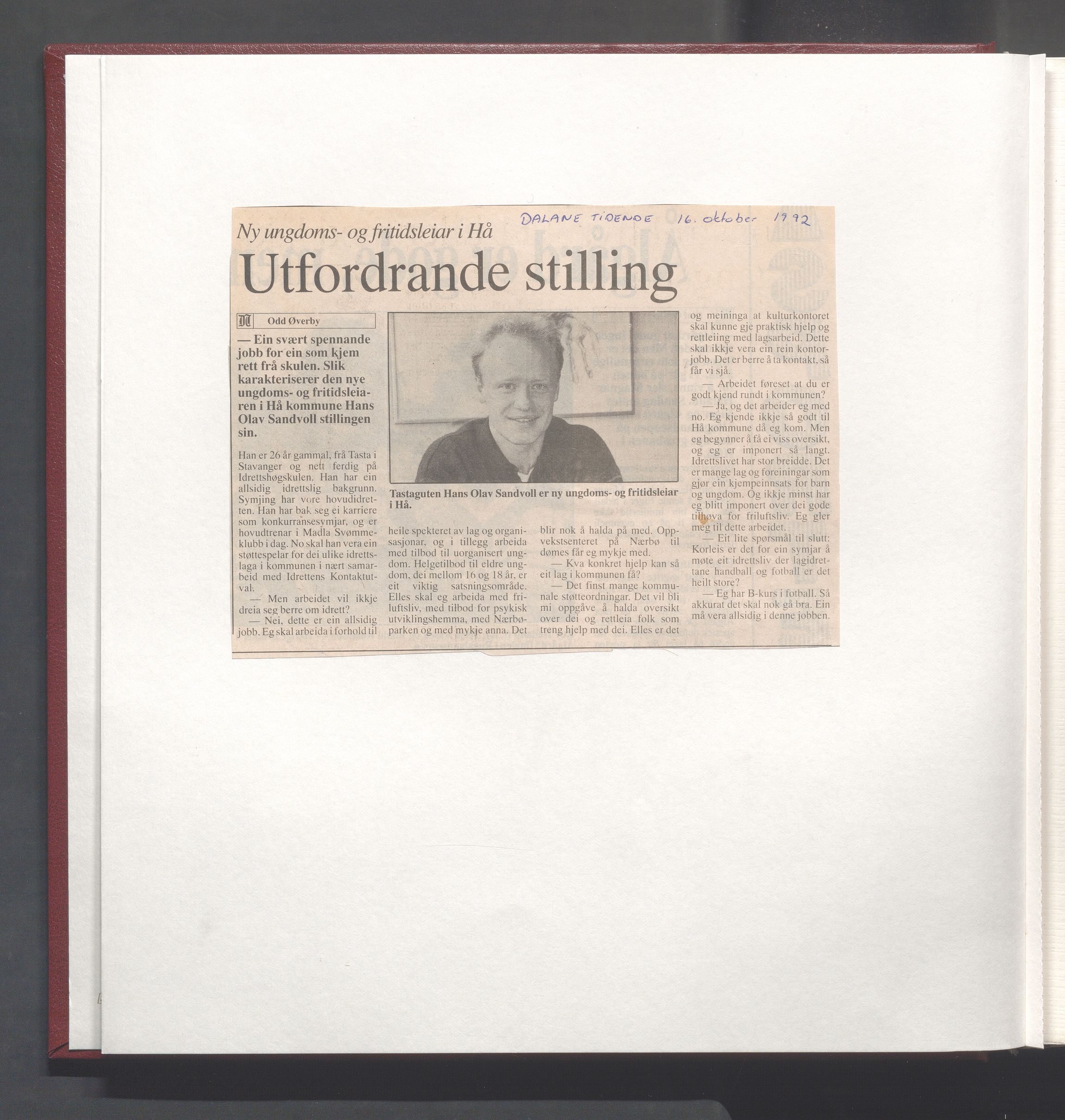 Hå kommune - Kulturetaten, IKAR/A-304/Ub/Ubc/L0006: Avisutklipp - Diverse og Hå gamle prestegard Løa, 1992-1993