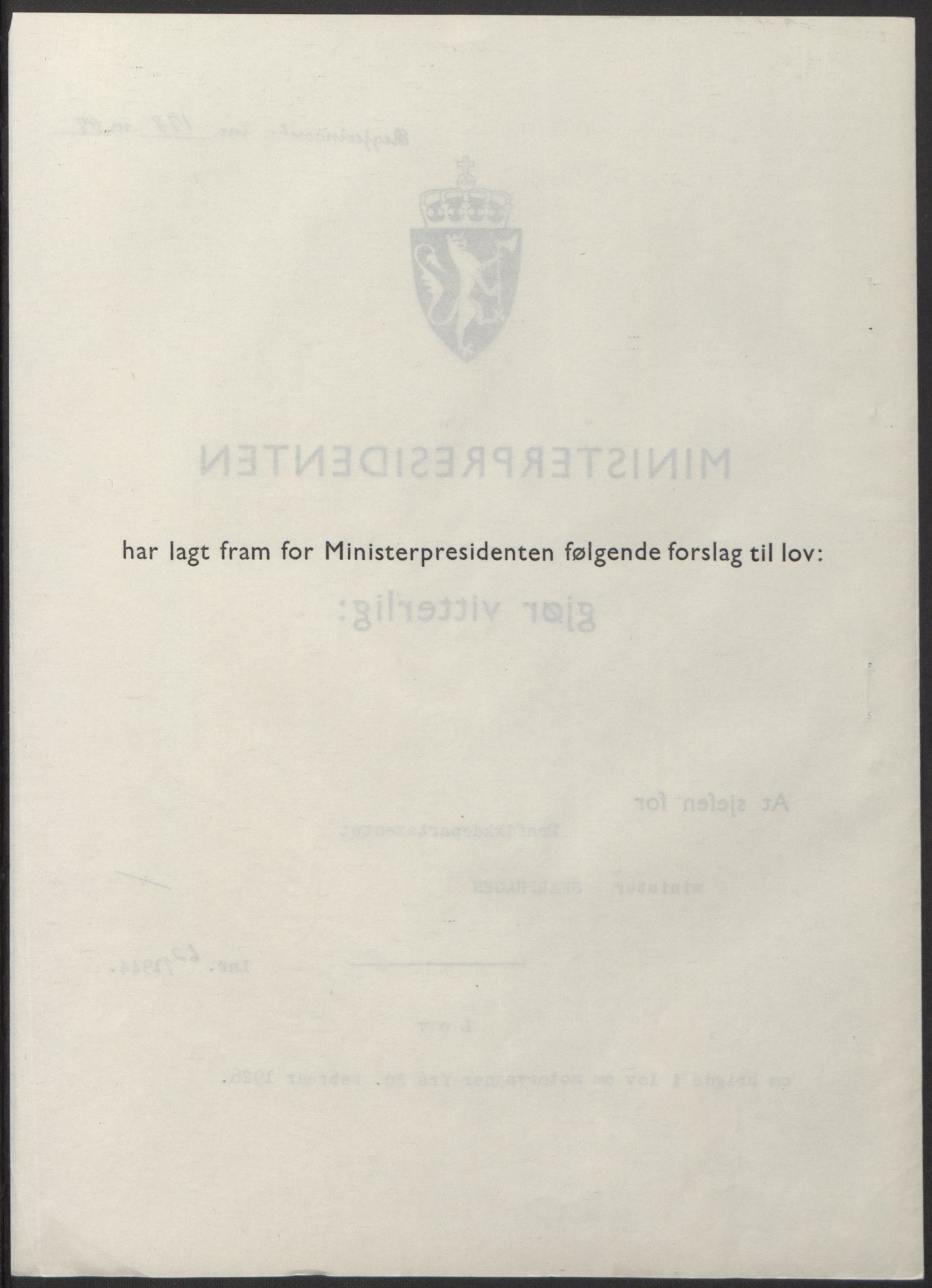 NS-administrasjonen 1940-1945 (Statsrådsekretariatet, de kommisariske statsråder mm), RA/S-4279/D/Db/L0100: Lover, 1944, s. 295