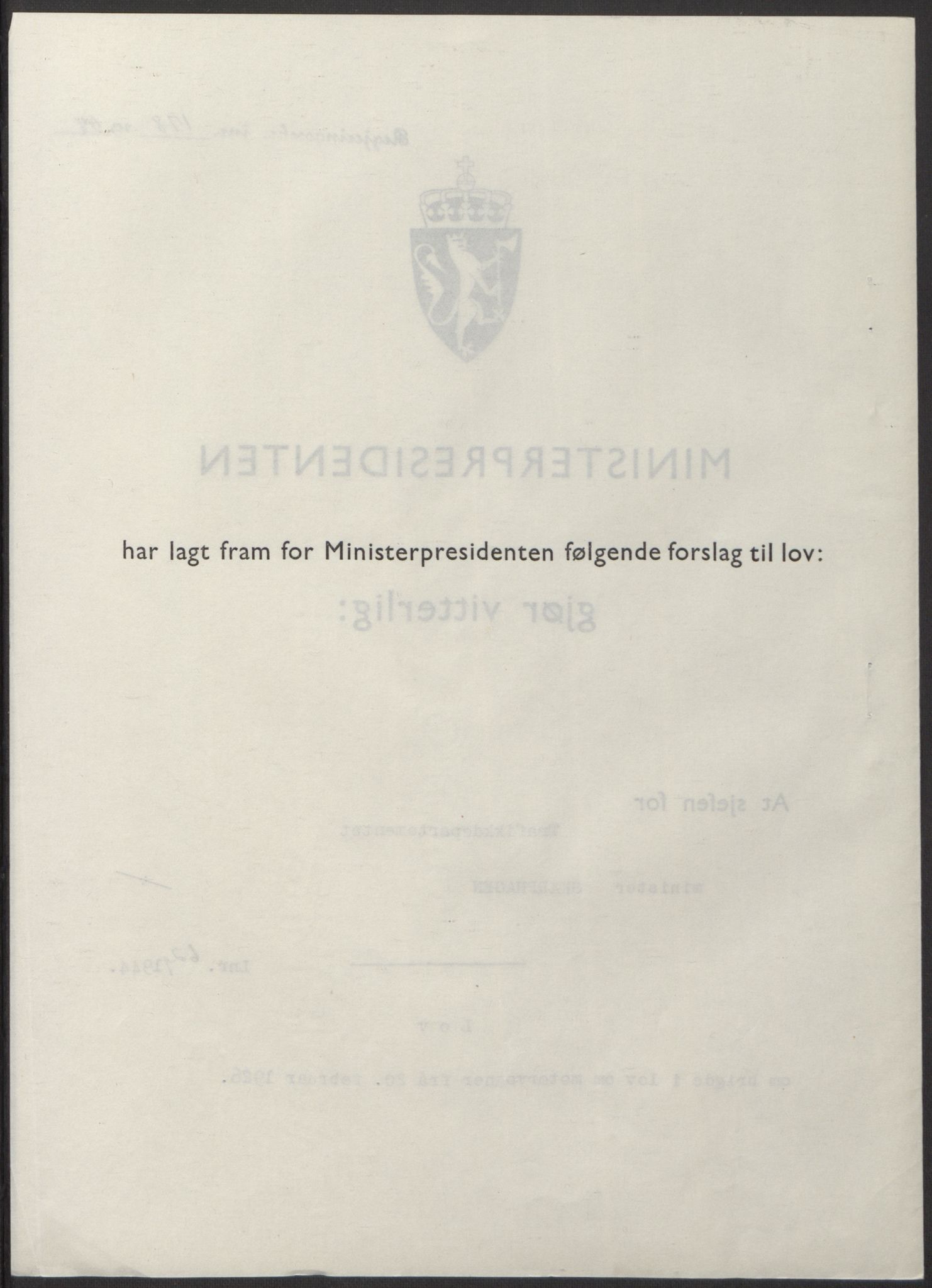 NS-administrasjonen 1940-1945 (Statsrådsekretariatet, de kommisariske statsråder mm), AV/RA-S-4279/D/Db/L0100: Lover, 1944, s. 295