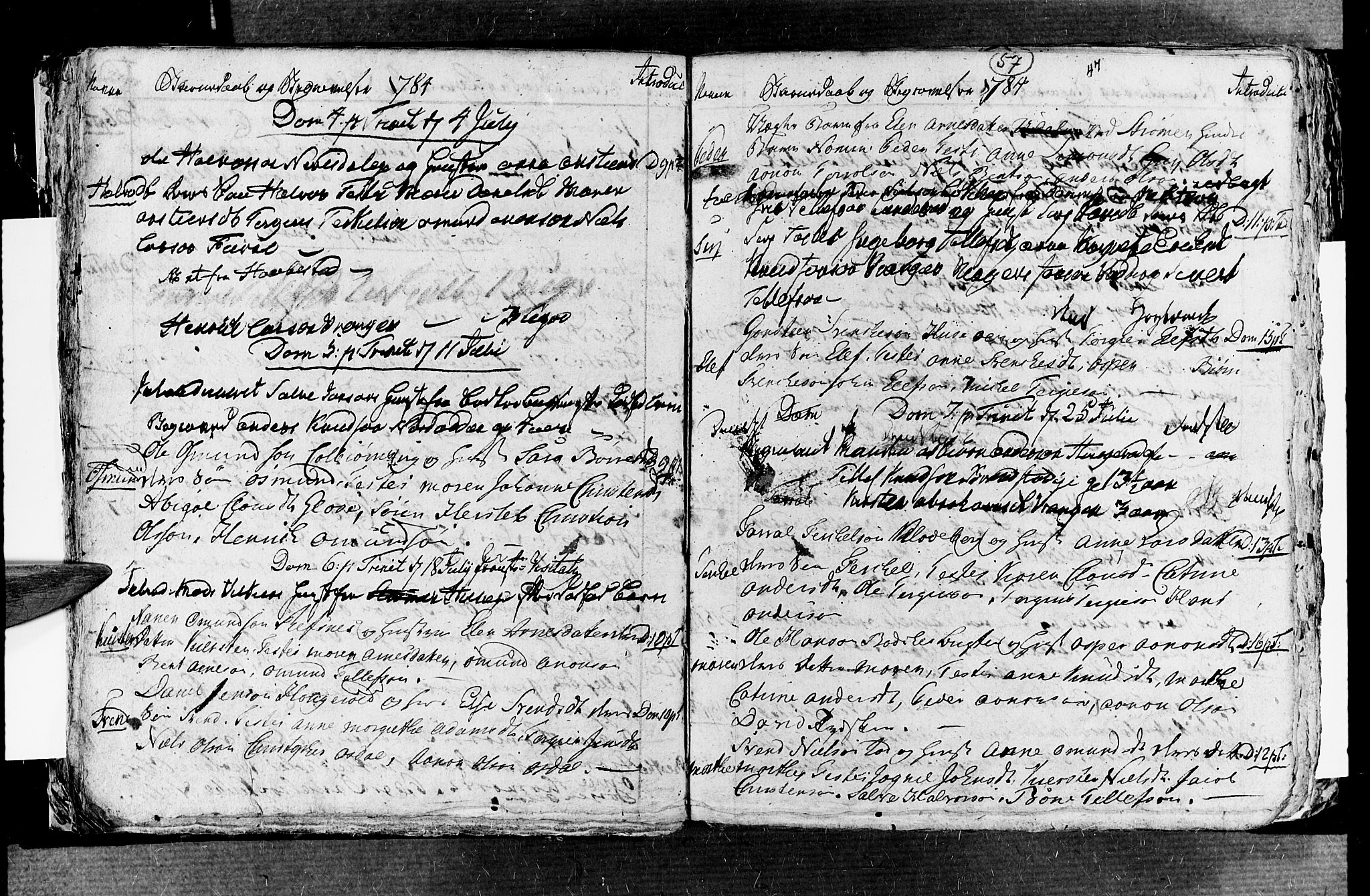 Øyestad sokneprestkontor, AV/SAK-1111-0049/F/Fb/L0001: Klokkerbok nr. B 1, 1780-1794, s. 57