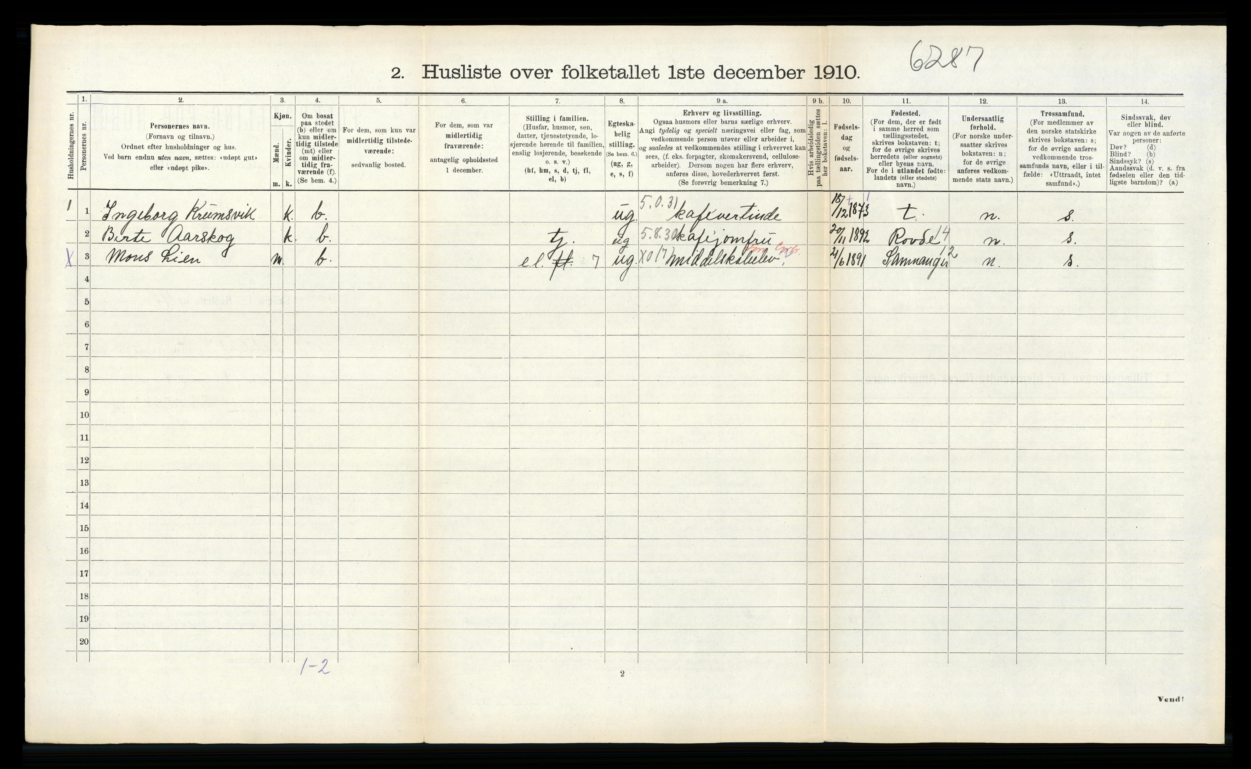 RA, Folketelling 1910 for 1519 Volda herred, 1910, s. 519